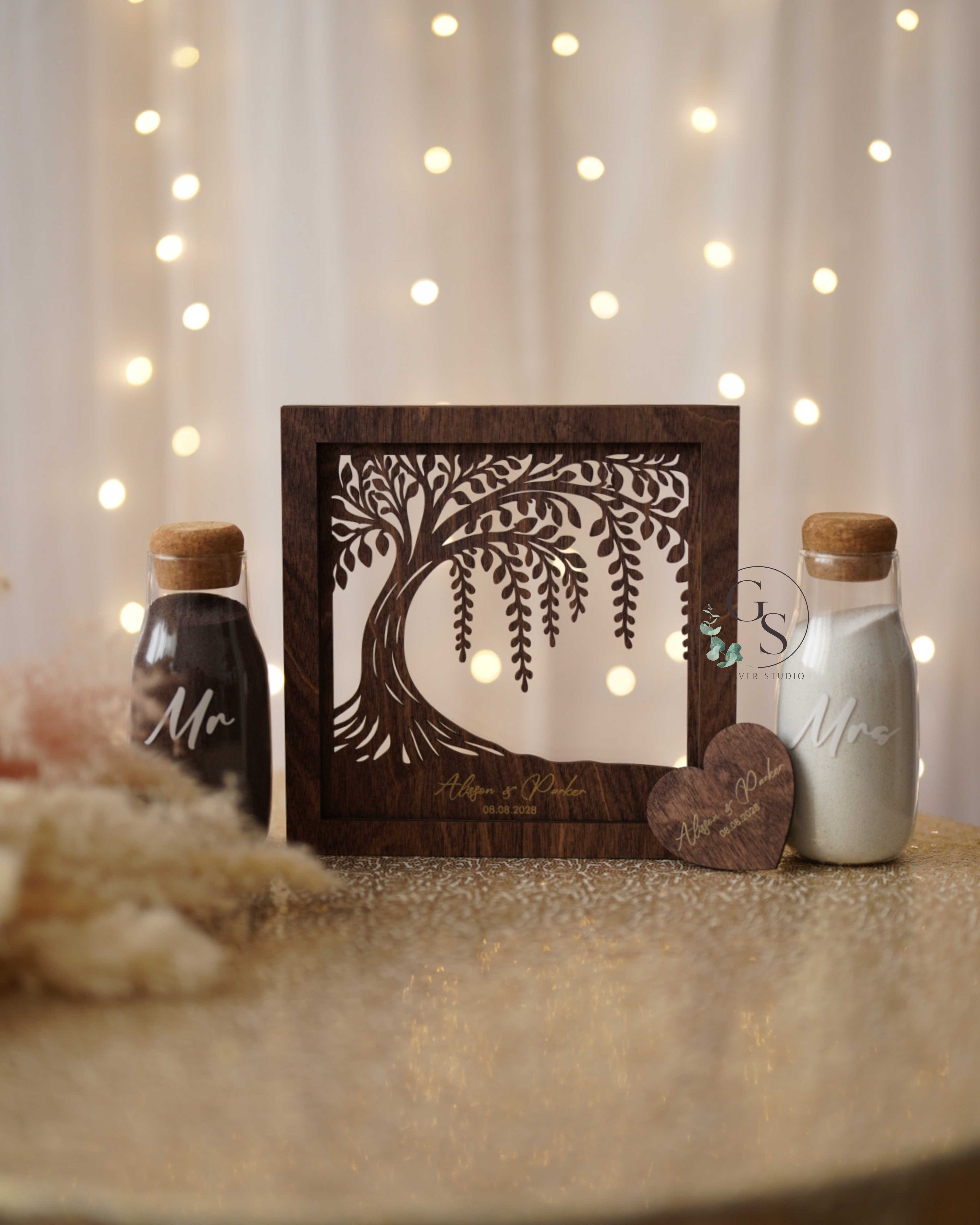 Rustic unity ceremony sand frame for outdoor wedding