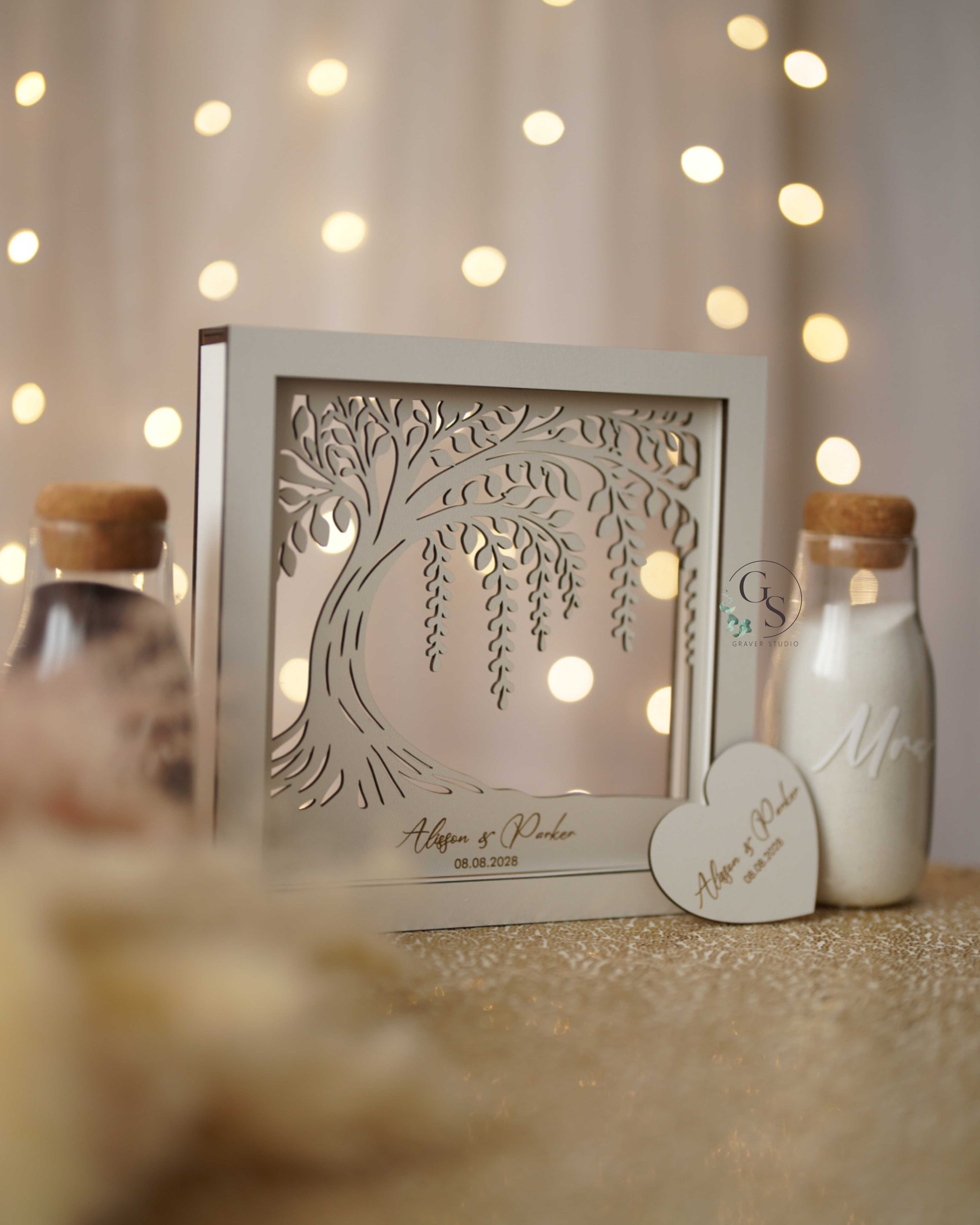 Tree of life unity sand frame rustic wedding decoration