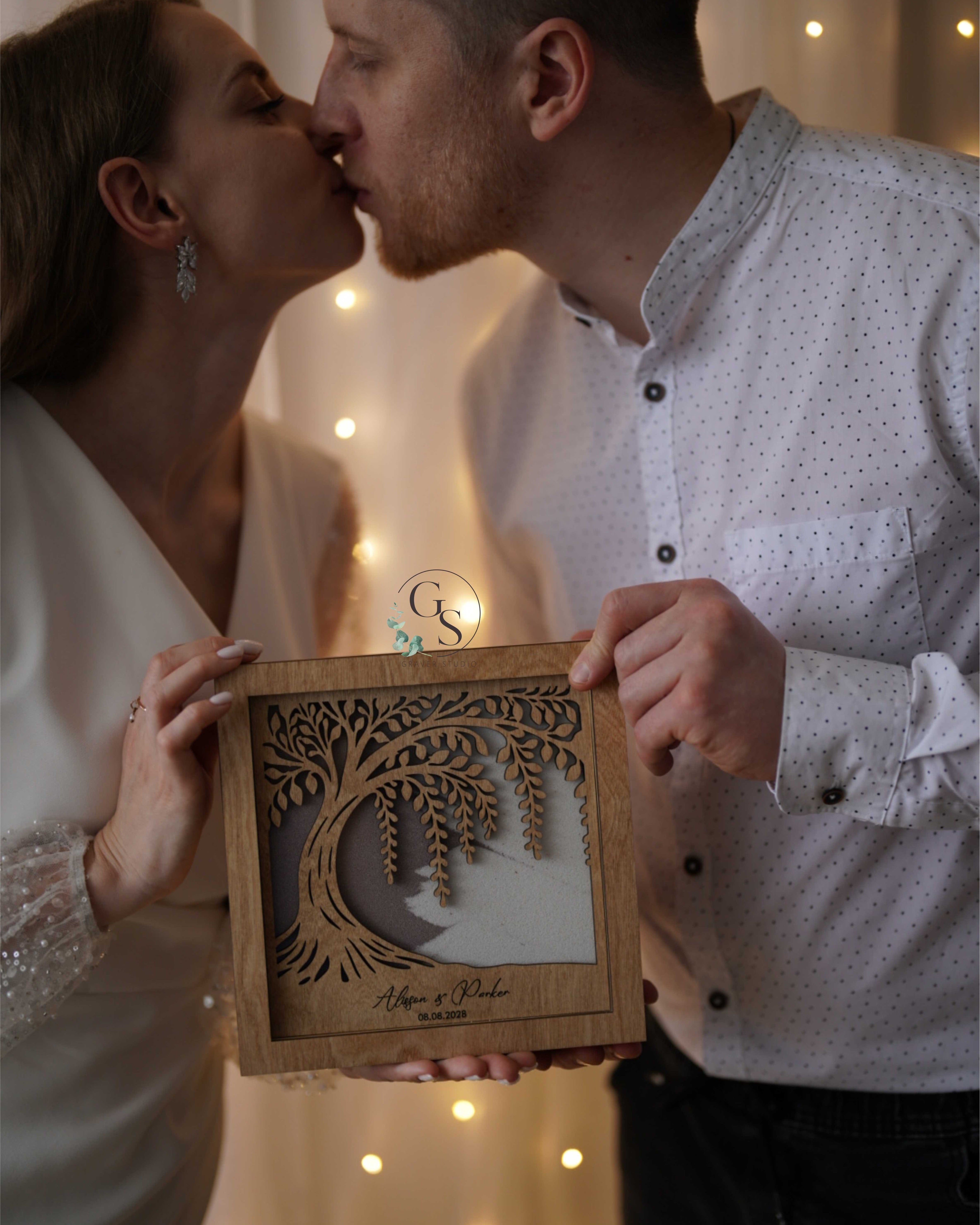 Personalized sand ceremony shadow box with tree of life