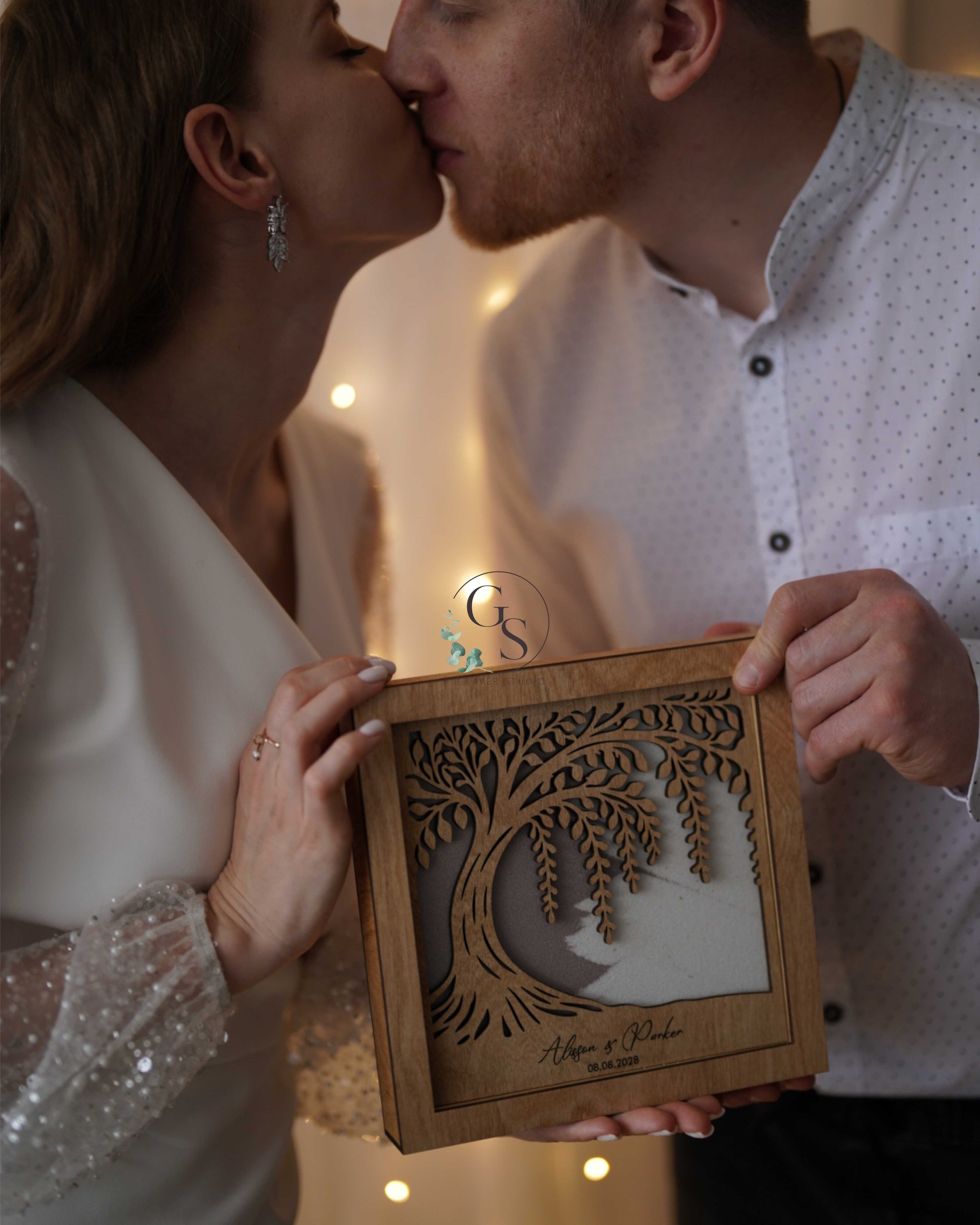 Unity sand ceremony keepsake frame with engraved names