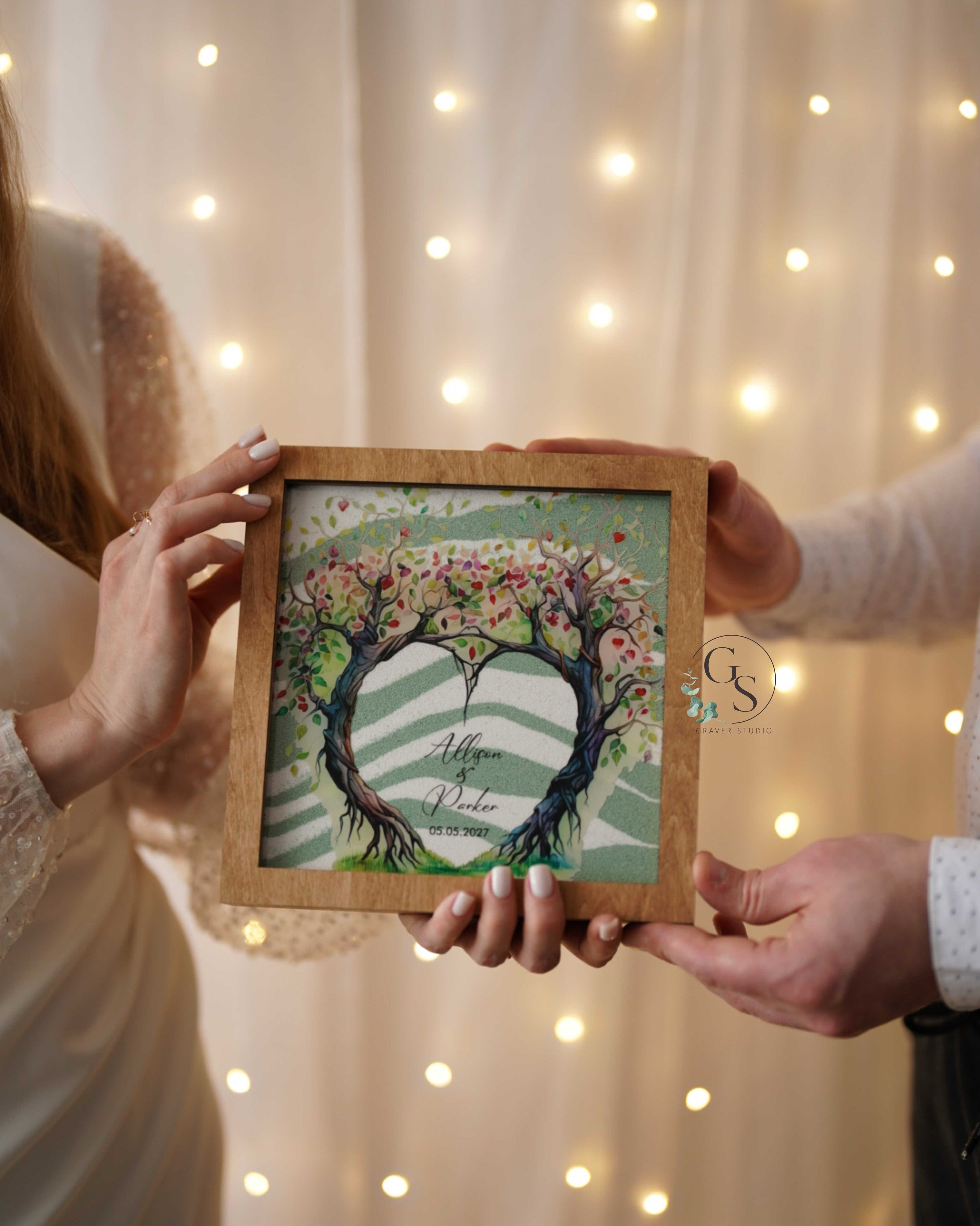 Wedding Sand Ceremony With Tree Print
