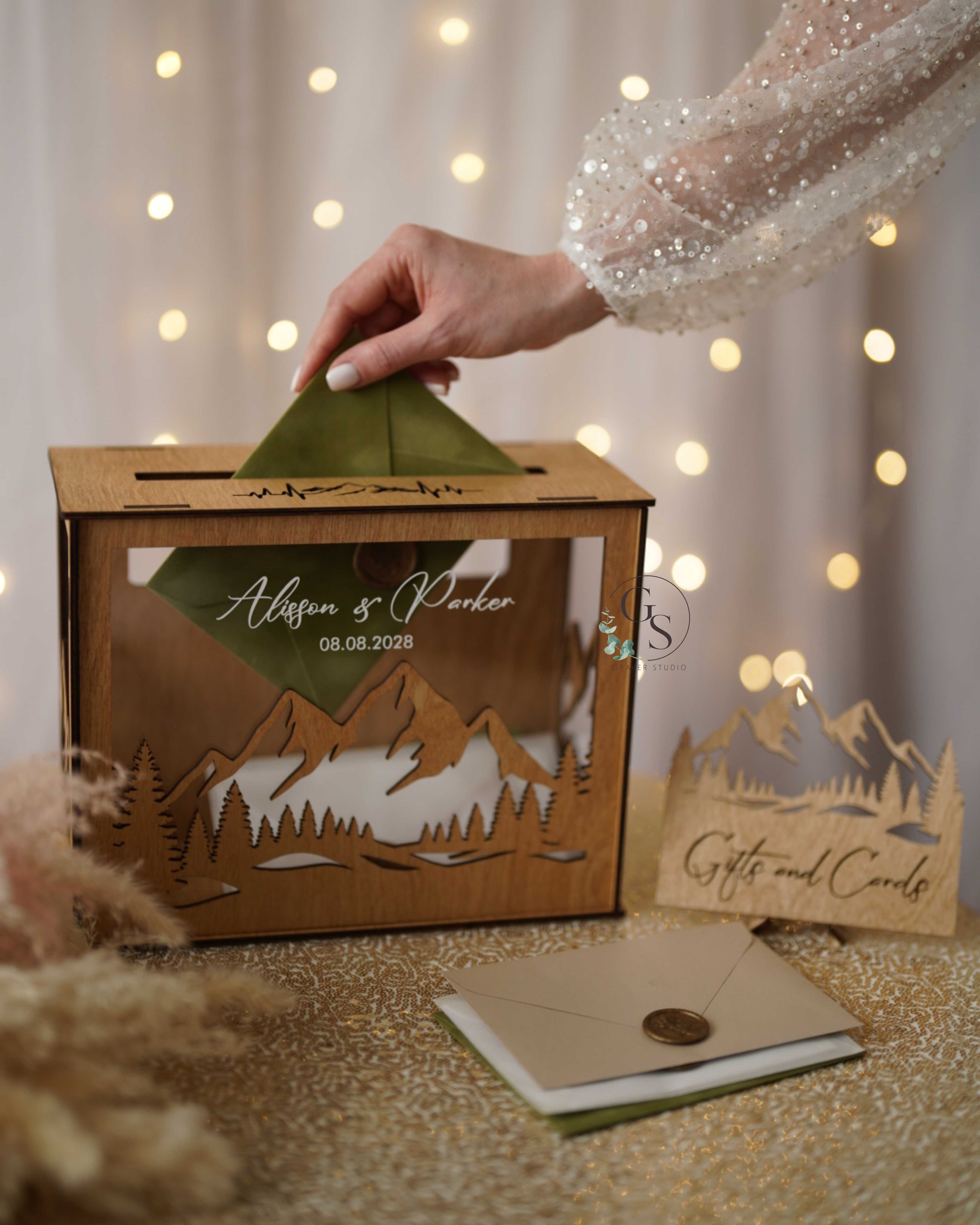 Personalized Mountain Wedding Card Box