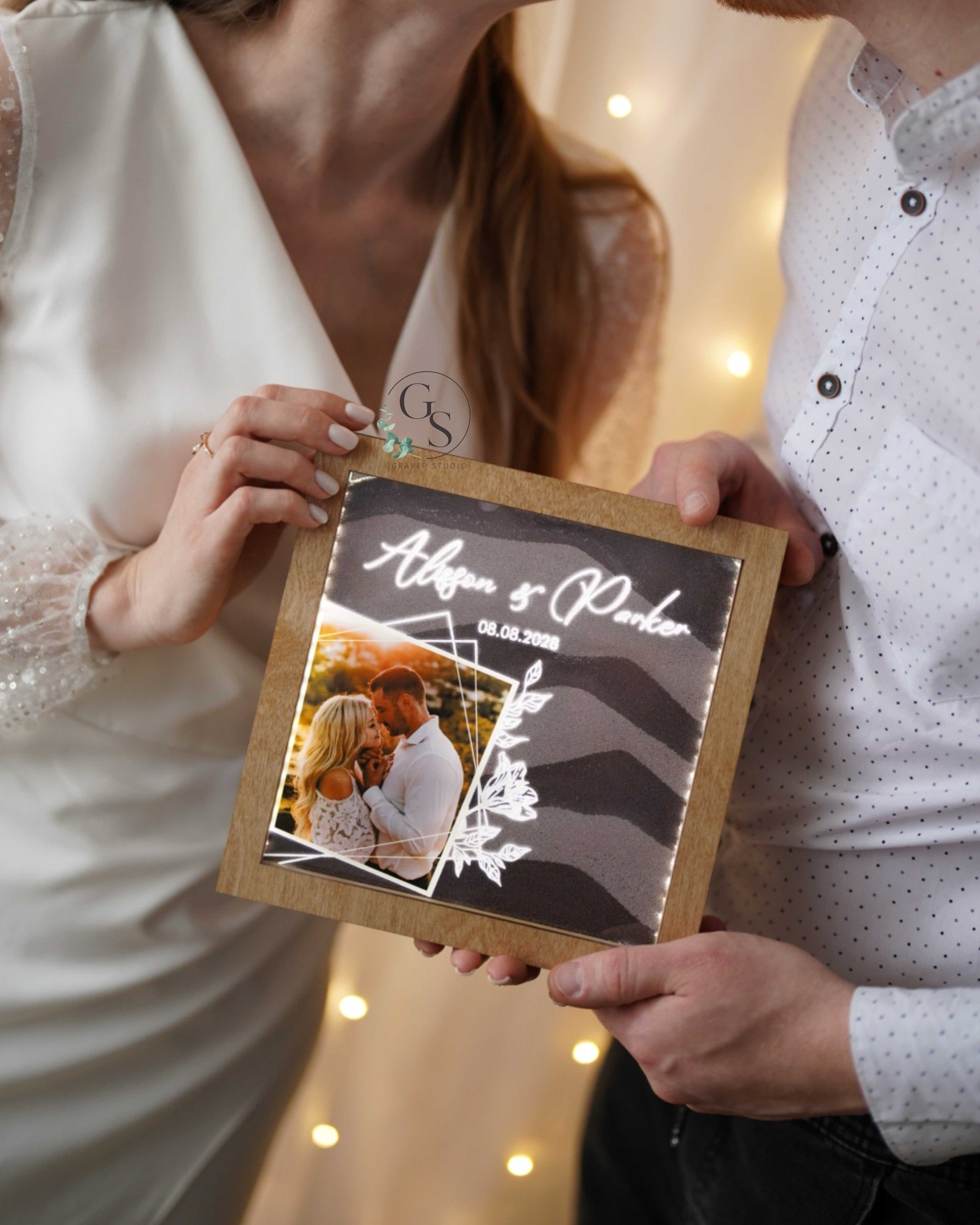 Personalized Unity Sand Ceremony Frame with Photo & LED Light