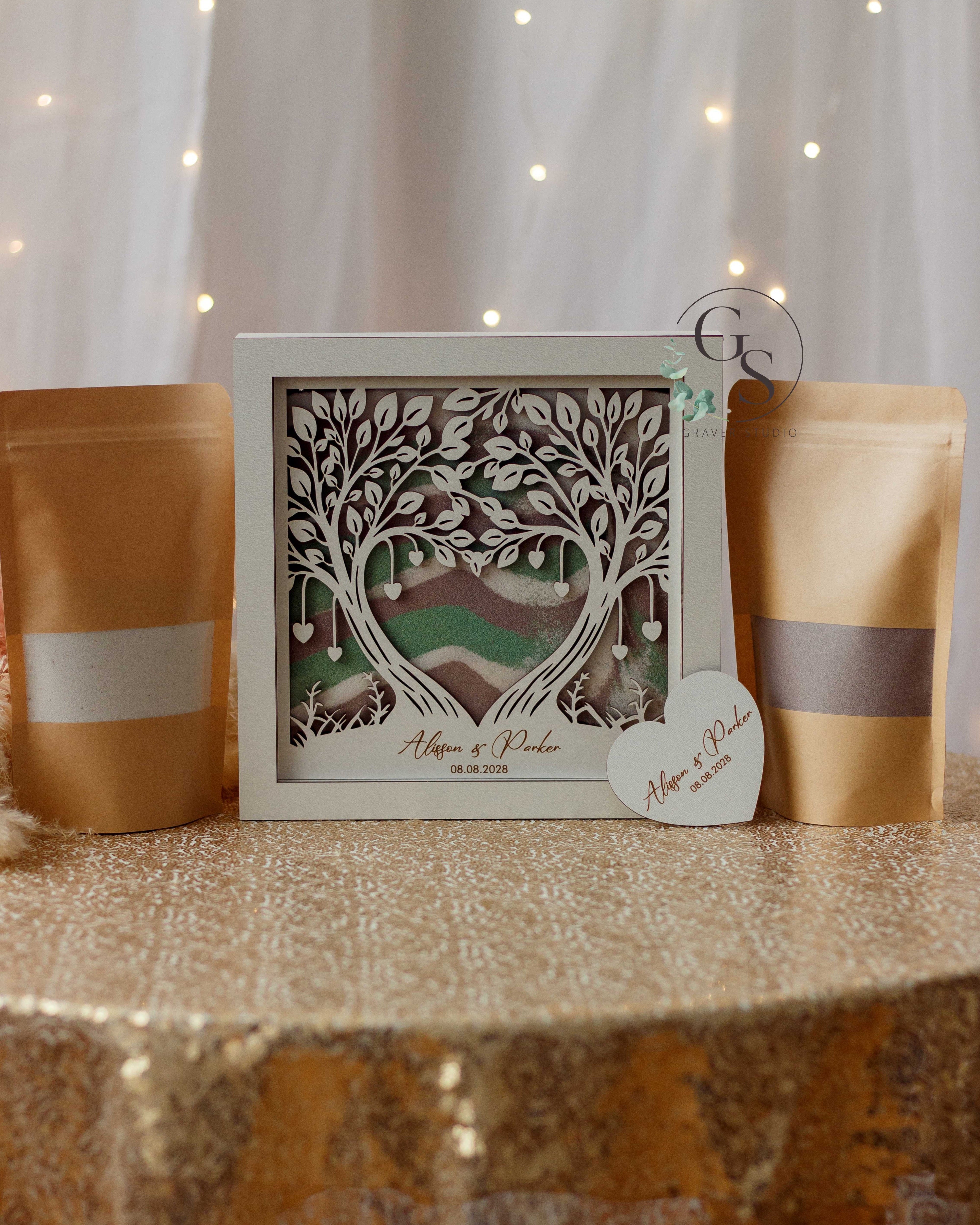 Wedding unity ritual sand ceremony set with custom engraving