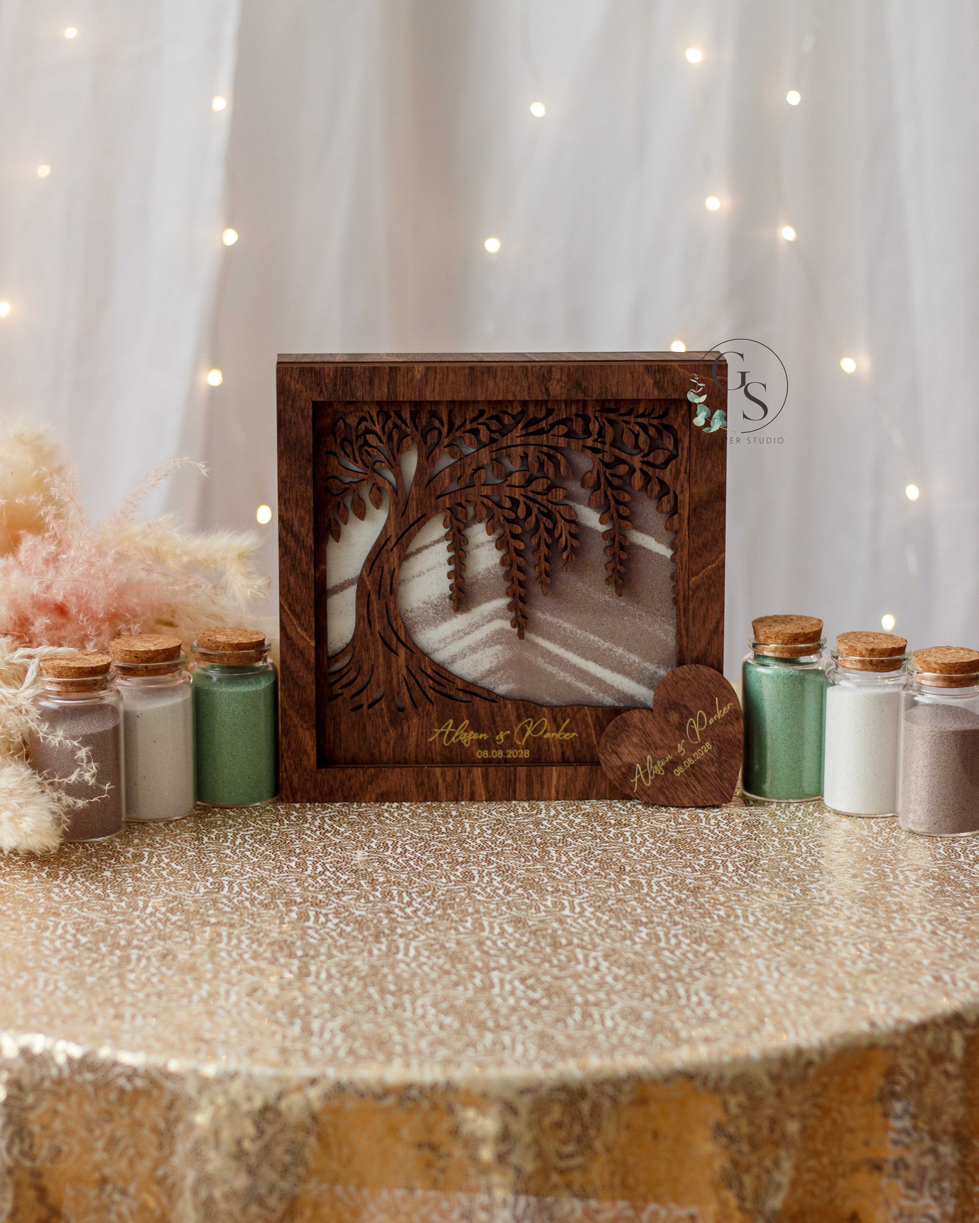 Sand ceremony shadow box for couple unity ritual