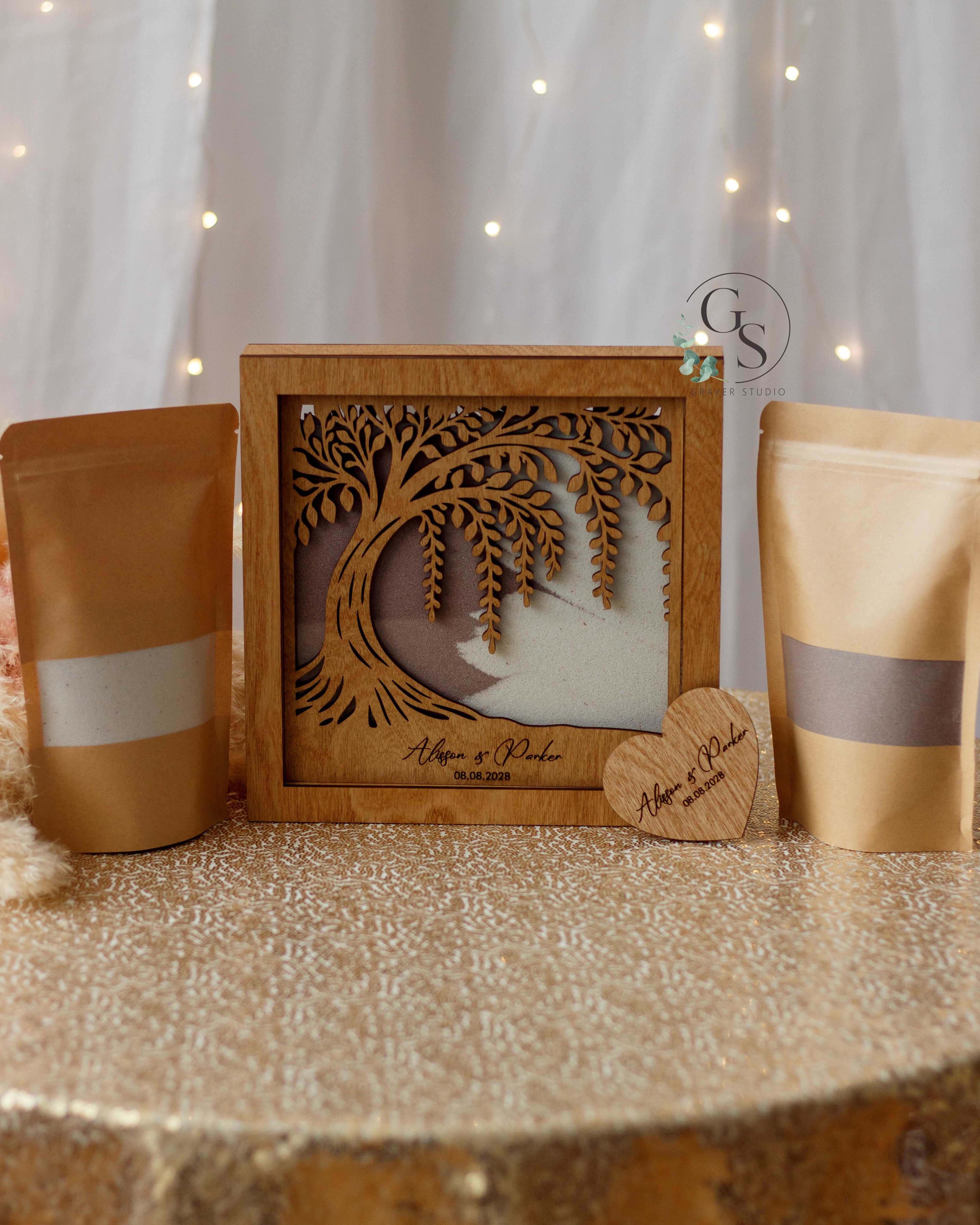 Wedding sand pouring ceremony frame with tree design