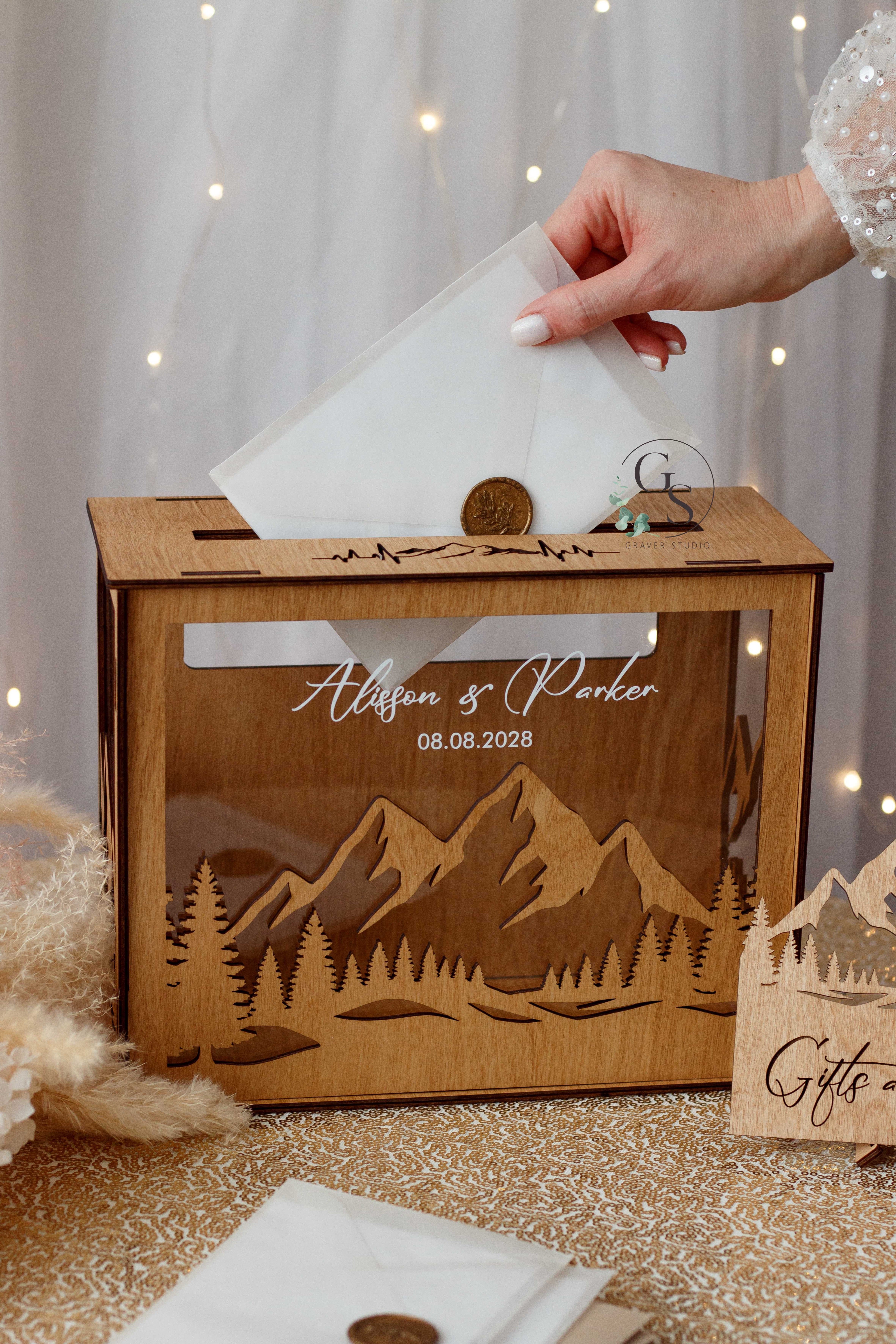 Personalized Mountain Wedding Card Box