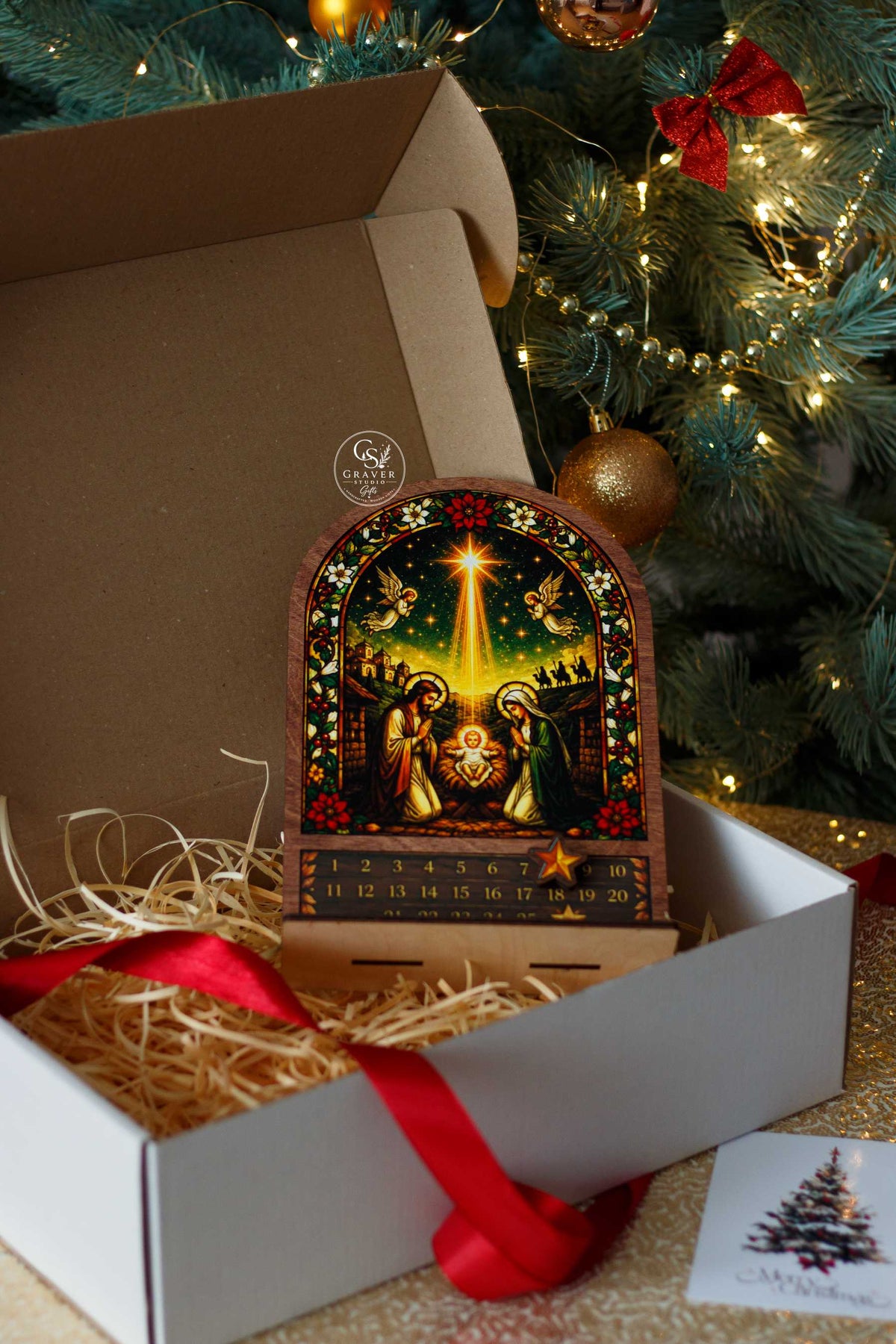 Wooden Magnetic Nativity Advent Calendar