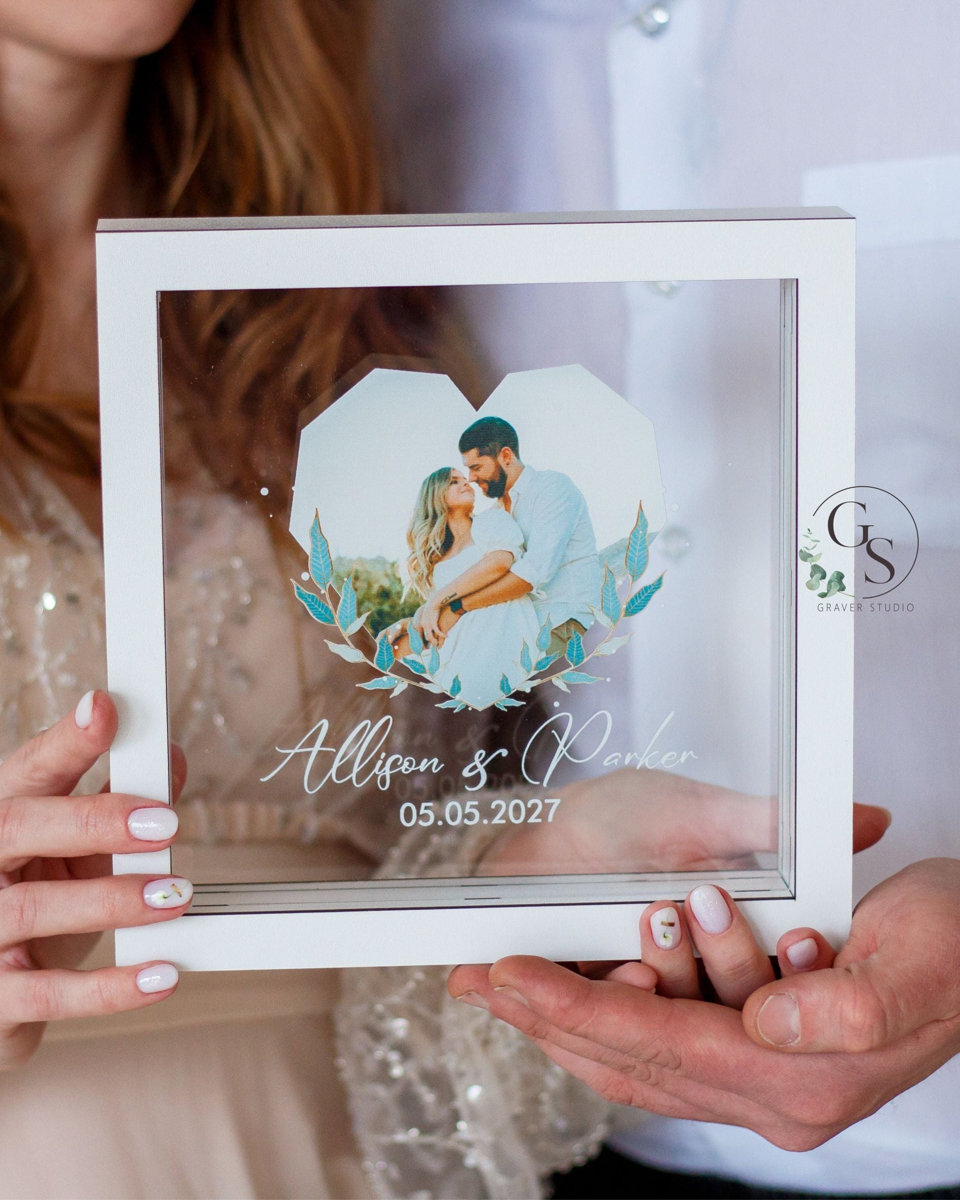Custom unity sand frame for wedding ceremony keepsake