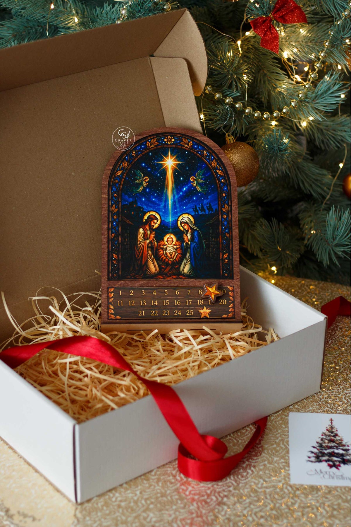 Wooden Magnetic Nativity Advent Calendar