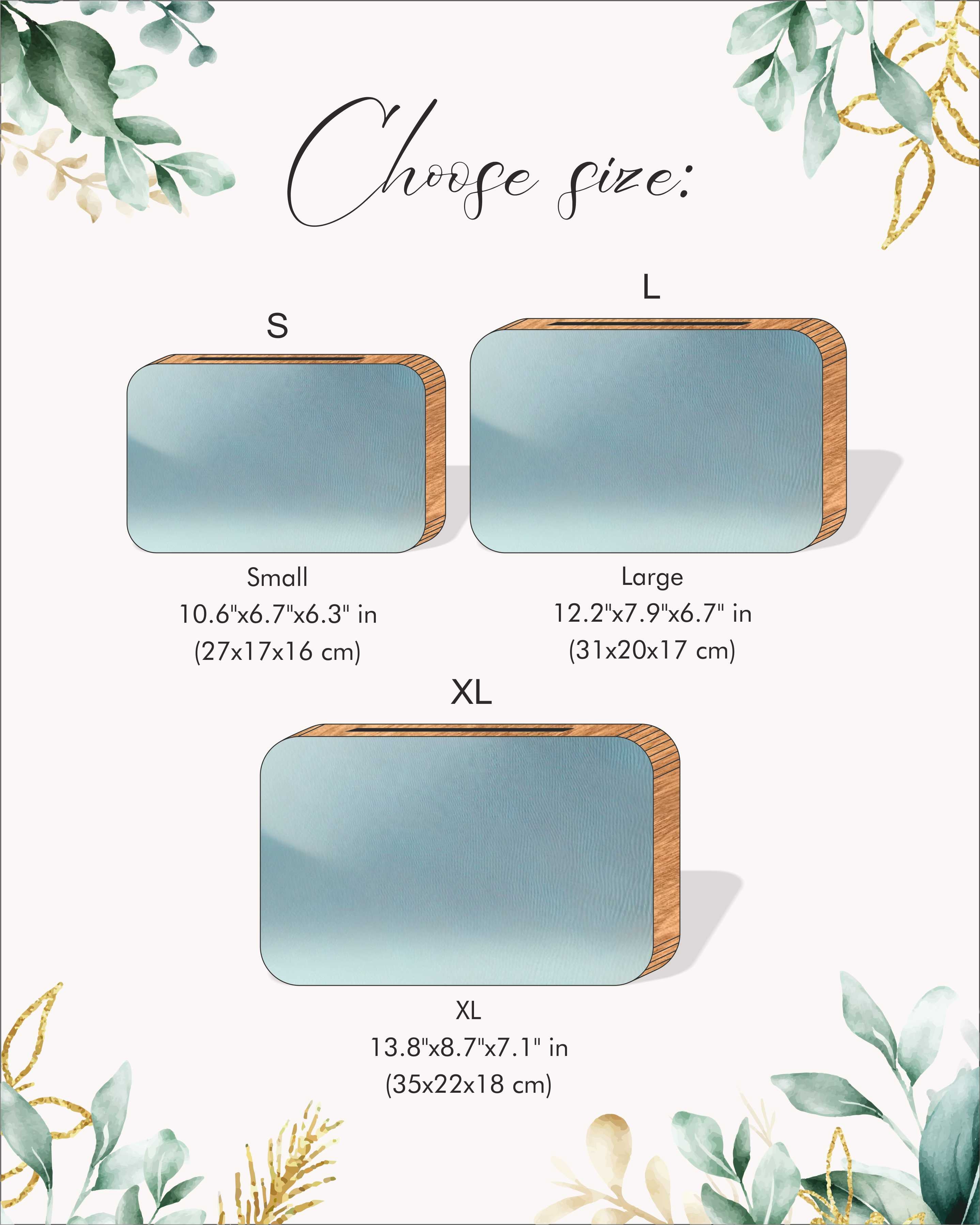 Personalized Wooden Wedding Card Box with Print (Rectangular Shape)