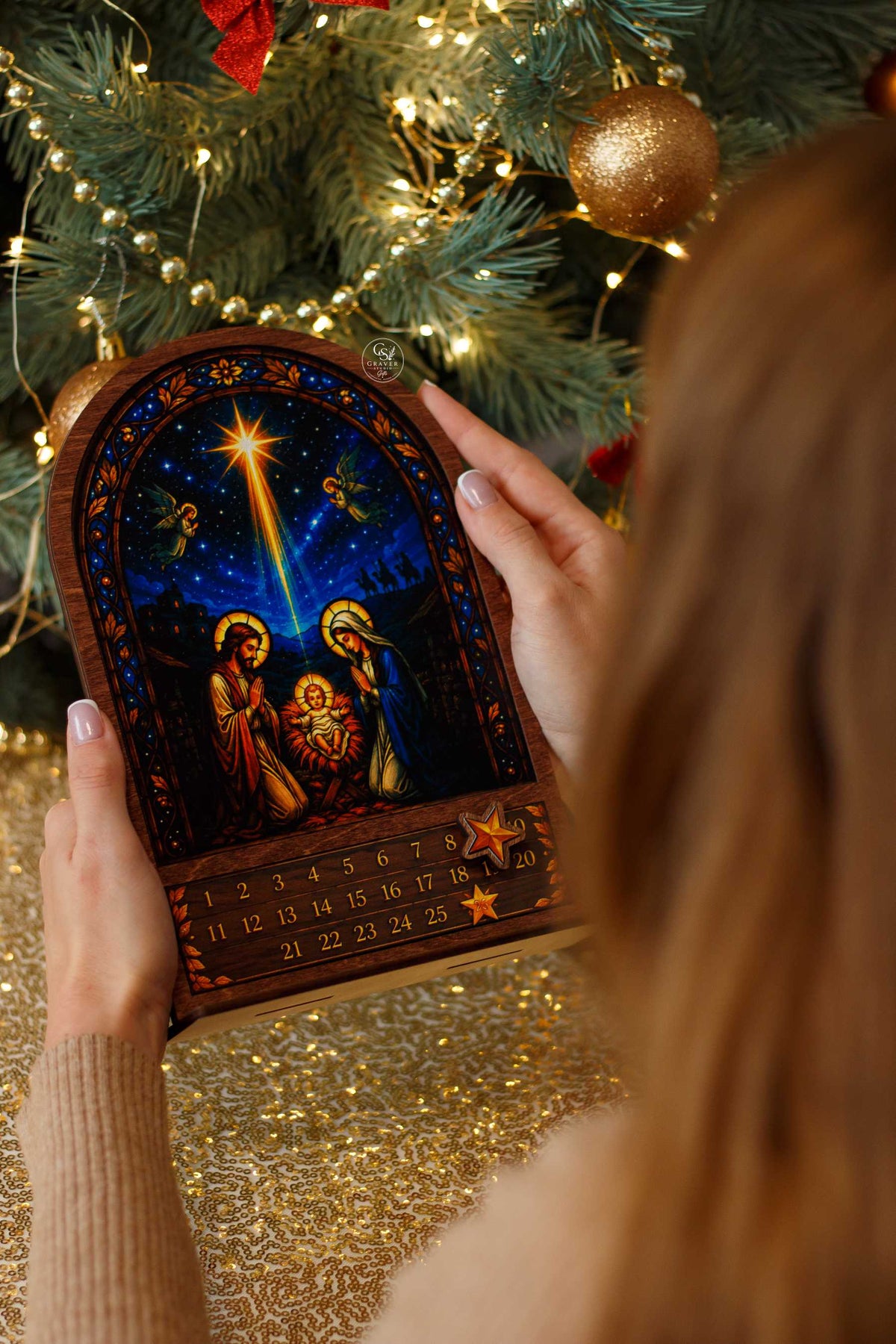 Wooden Magnetic Nativity Advent Calendar