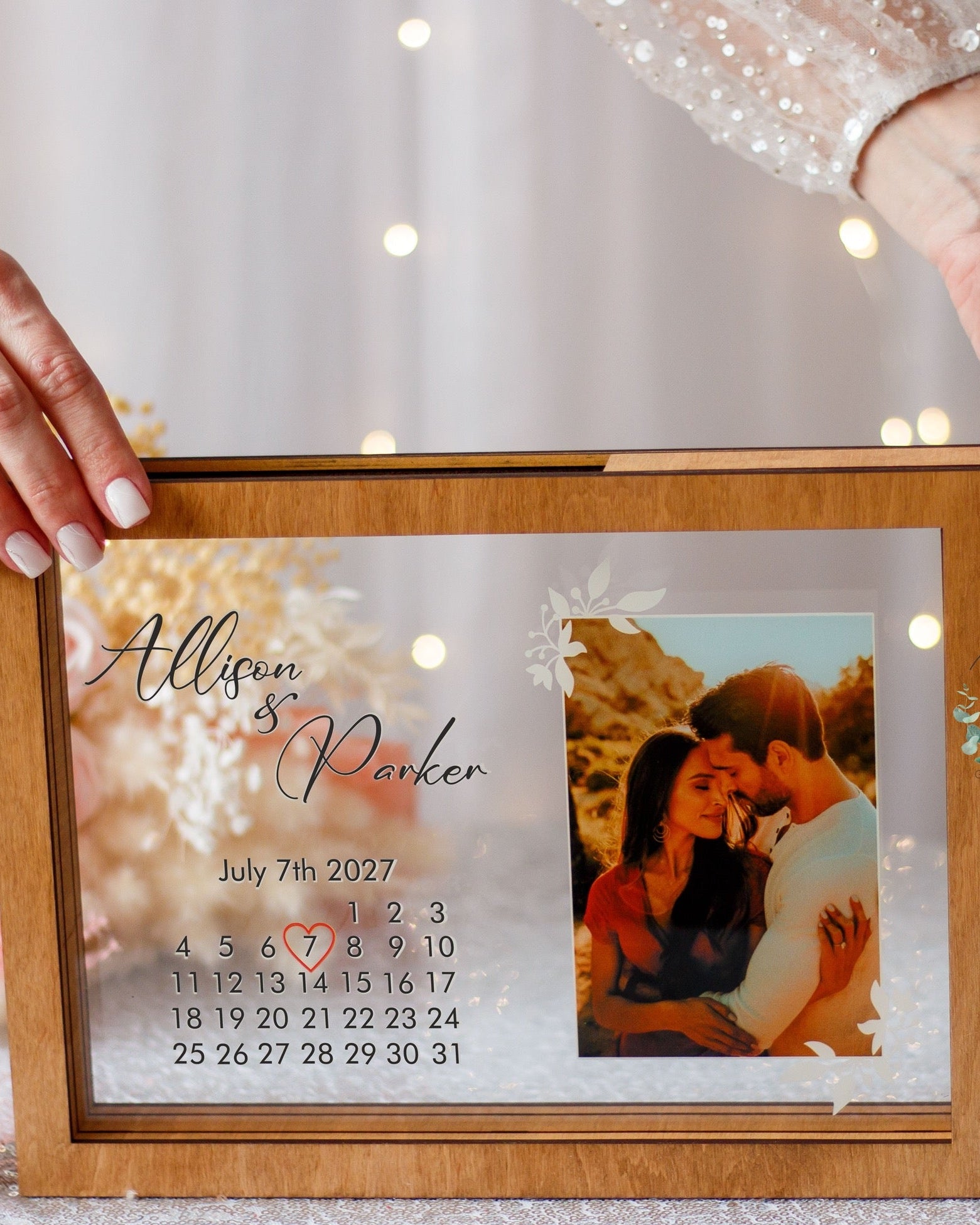 Romantic wedding unity sand frame with red sand