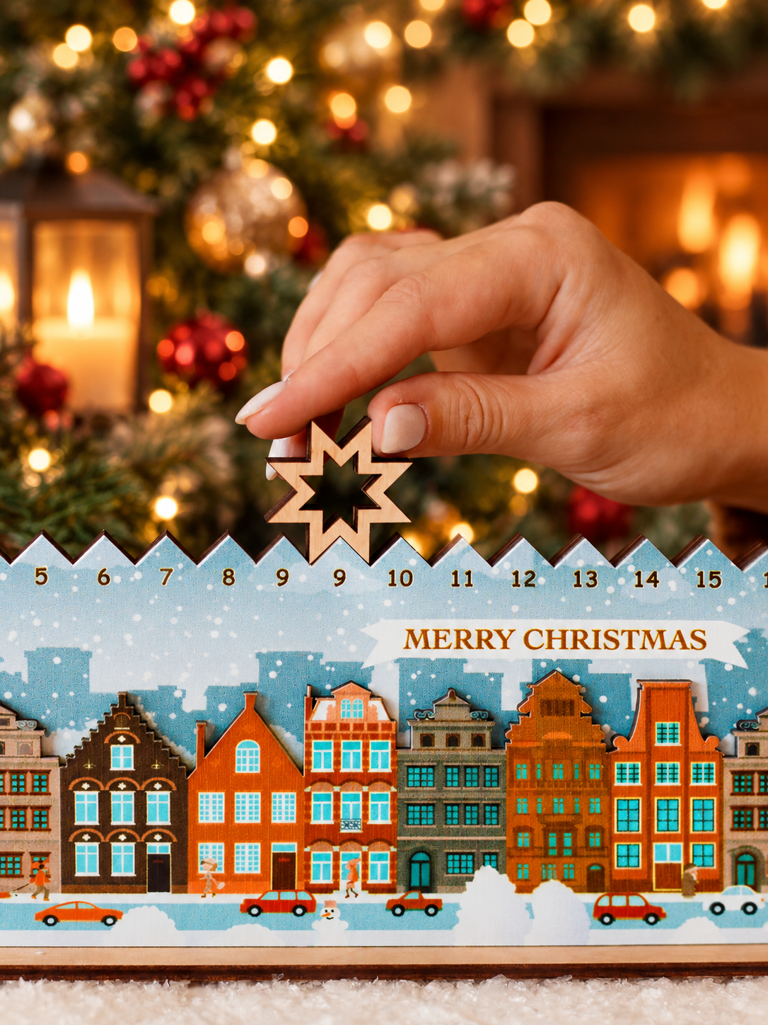 Wooden Christmas Advent Calendar – Winter City Countdown