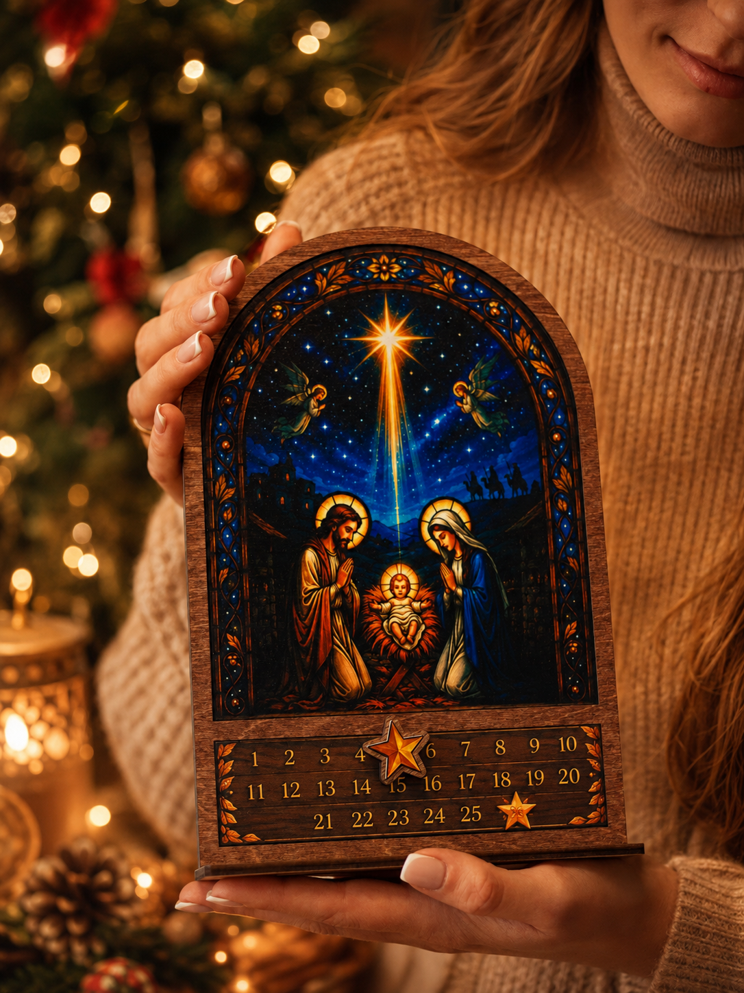 Wooden Magnetic Nativity Advent Calendar