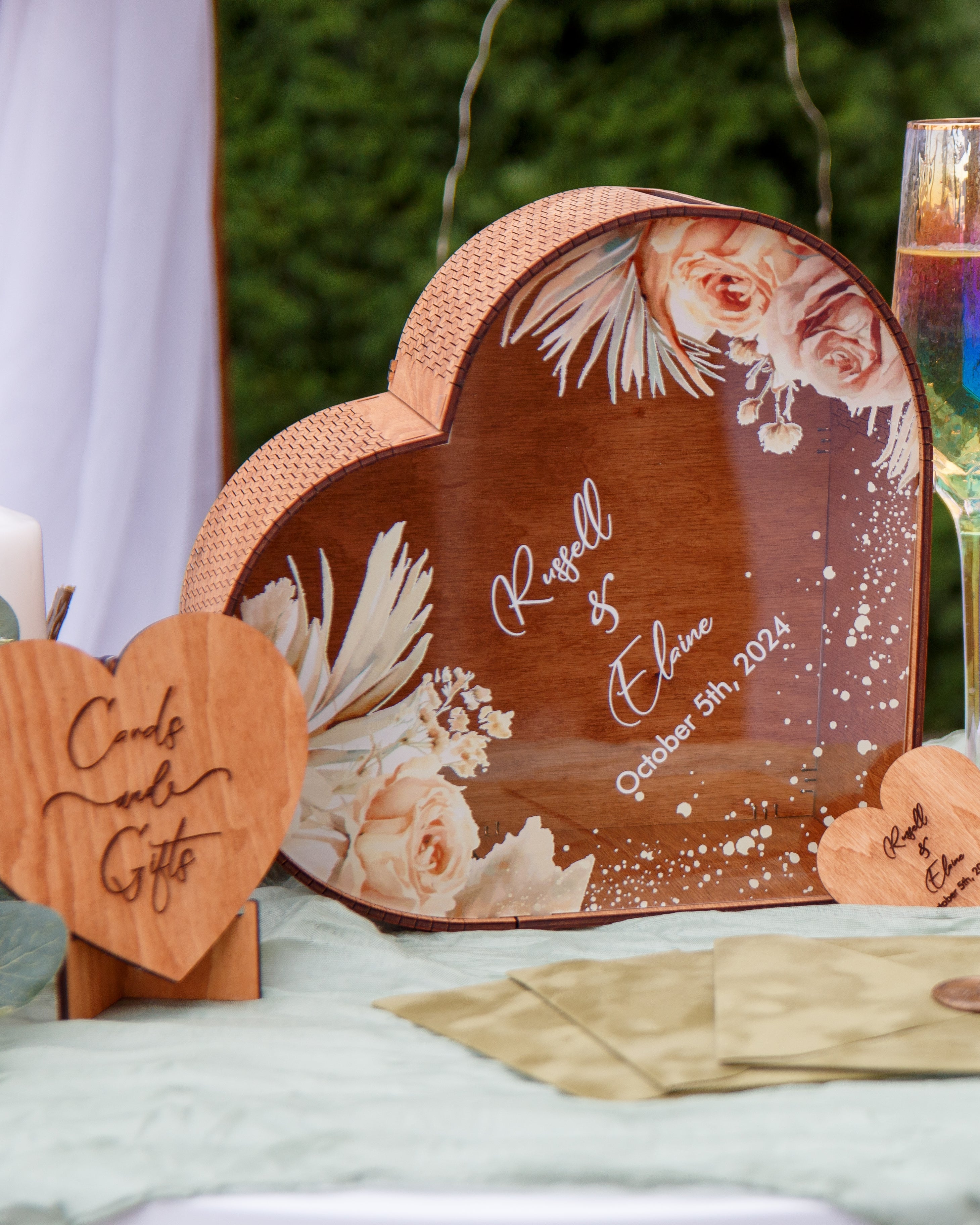 Rustic wooden wedding gift card holder box