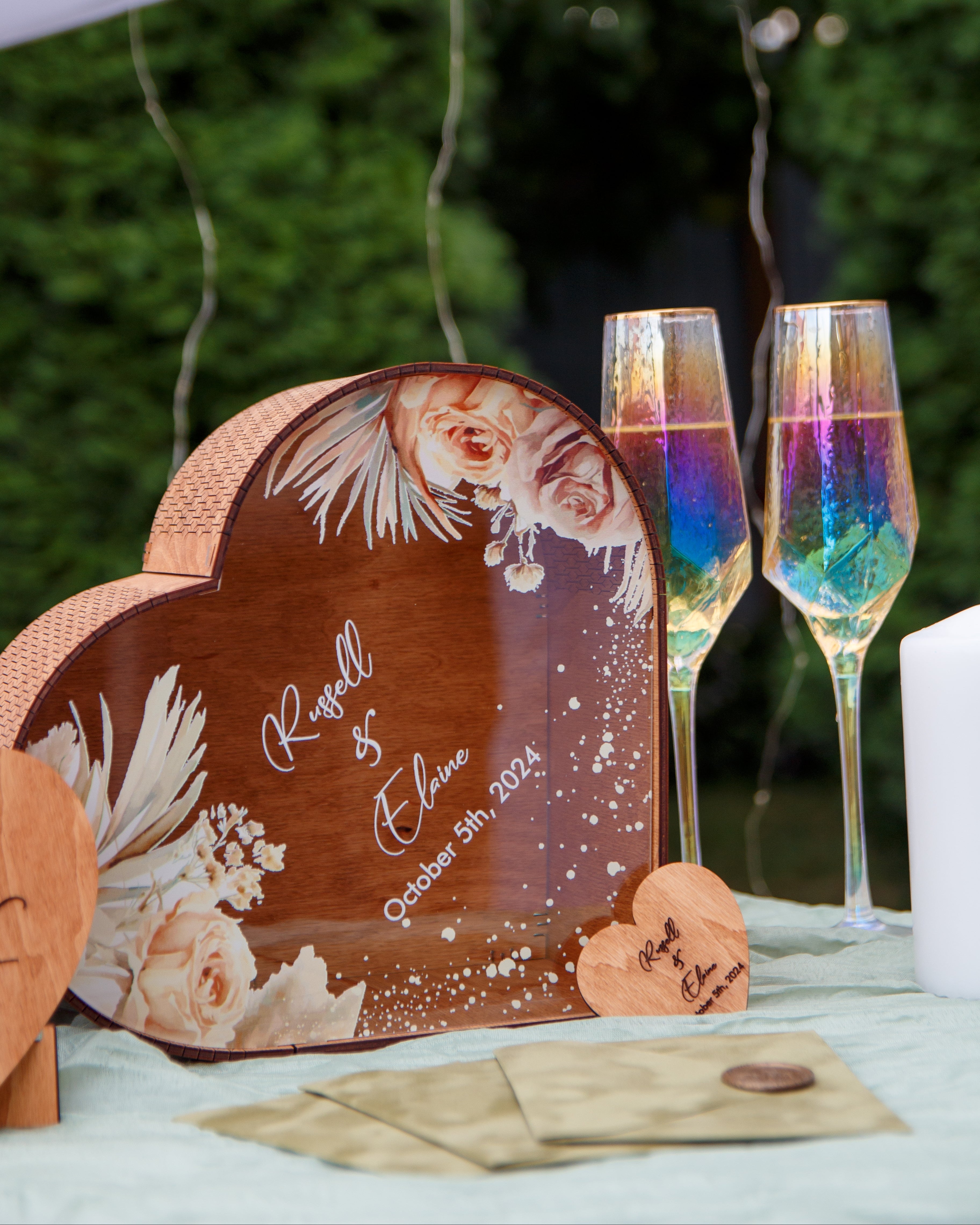 Personalized heart shaped box for wedding envelopes