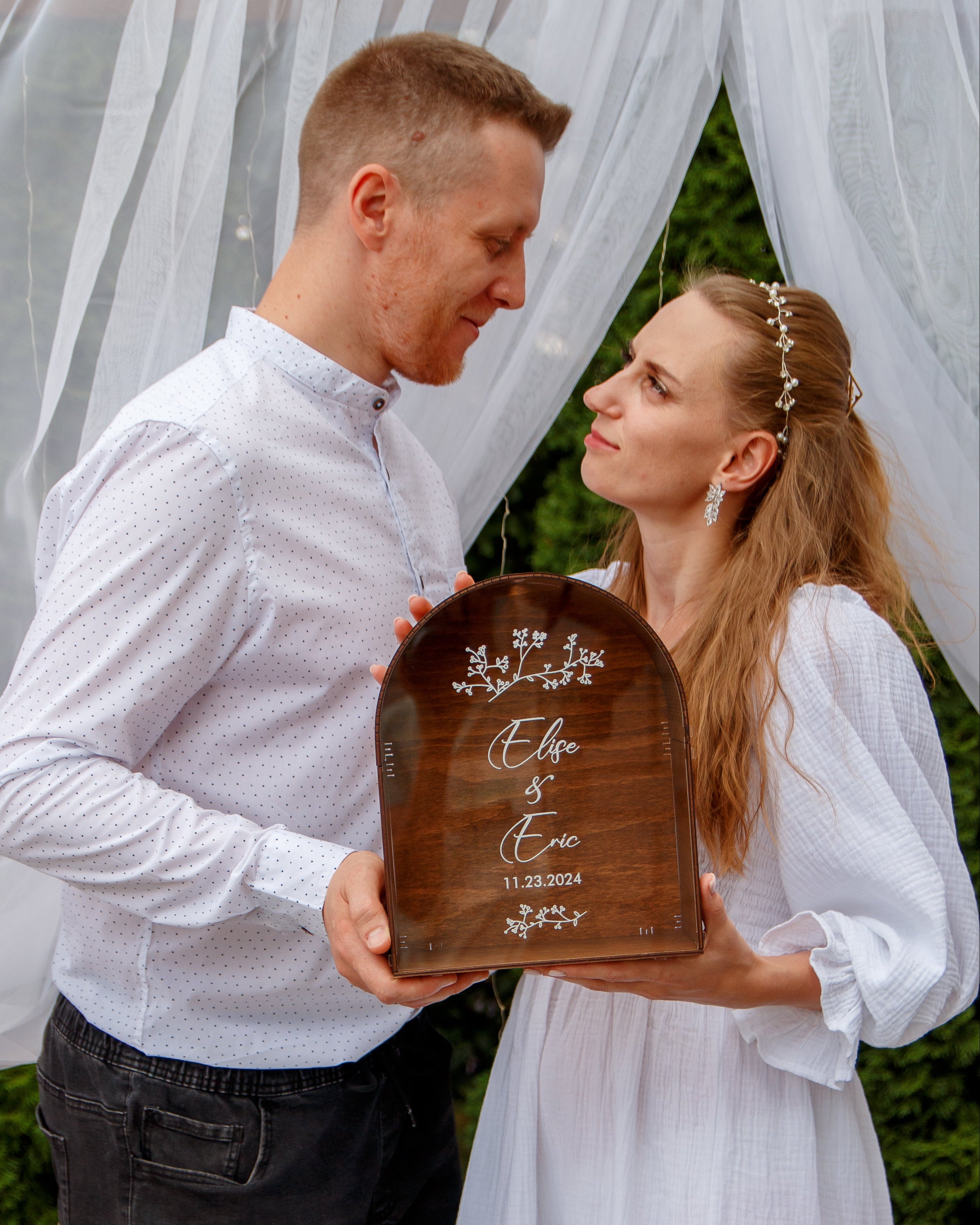 Elegant wooden envelope box for wedding cards and money gifts