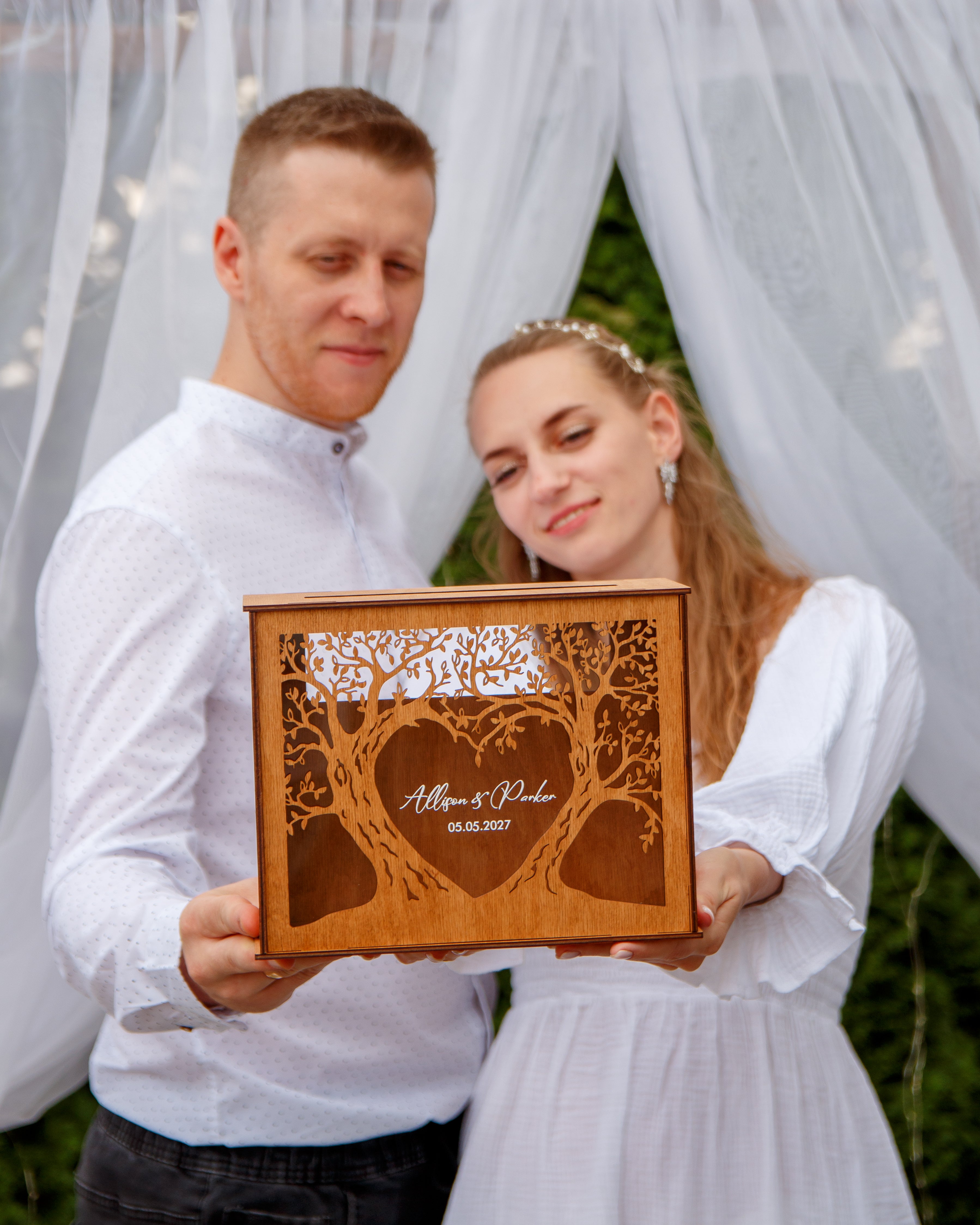 Wedding money and card box with heart shaped window