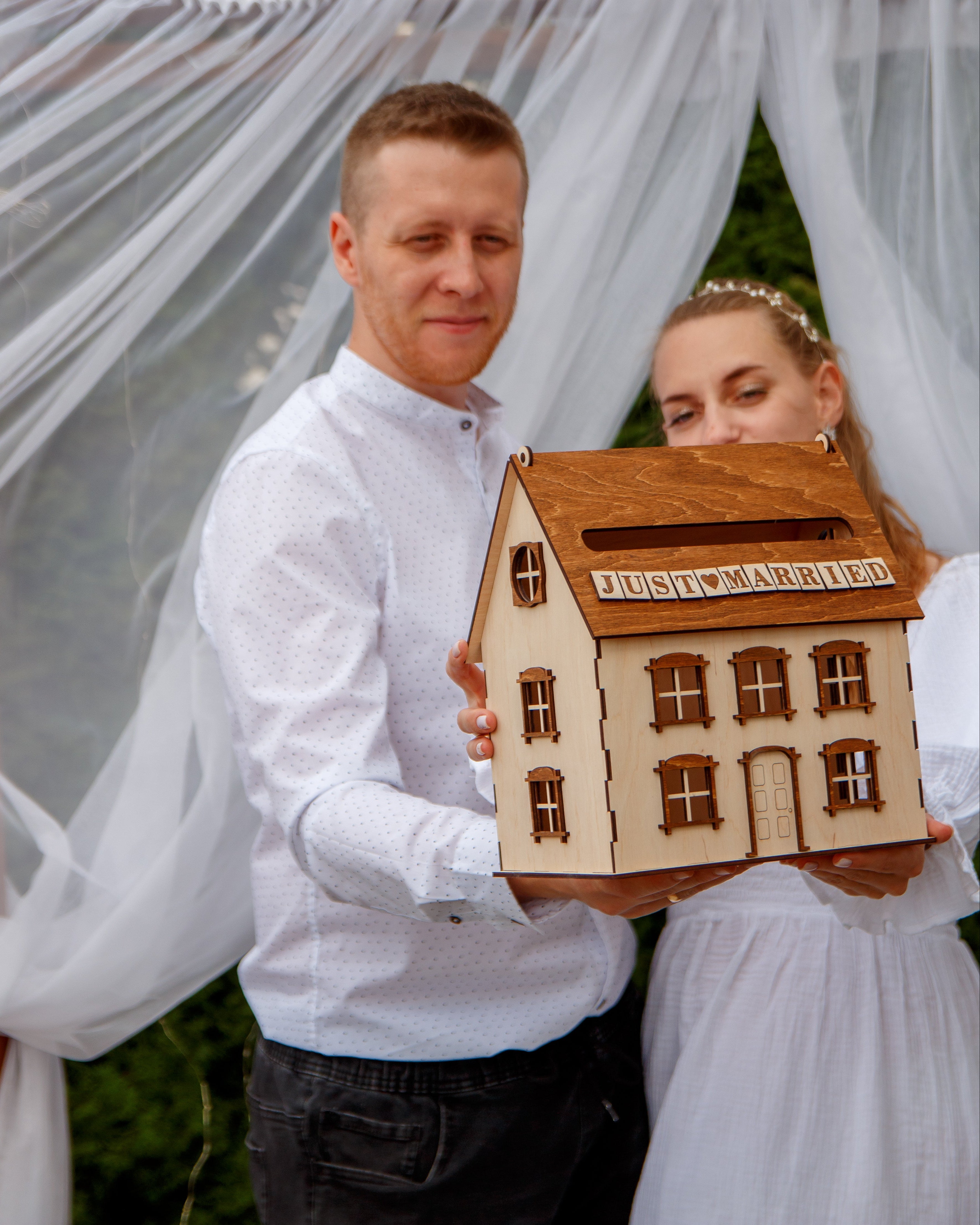 Wedding reception card box wooden cottage style
