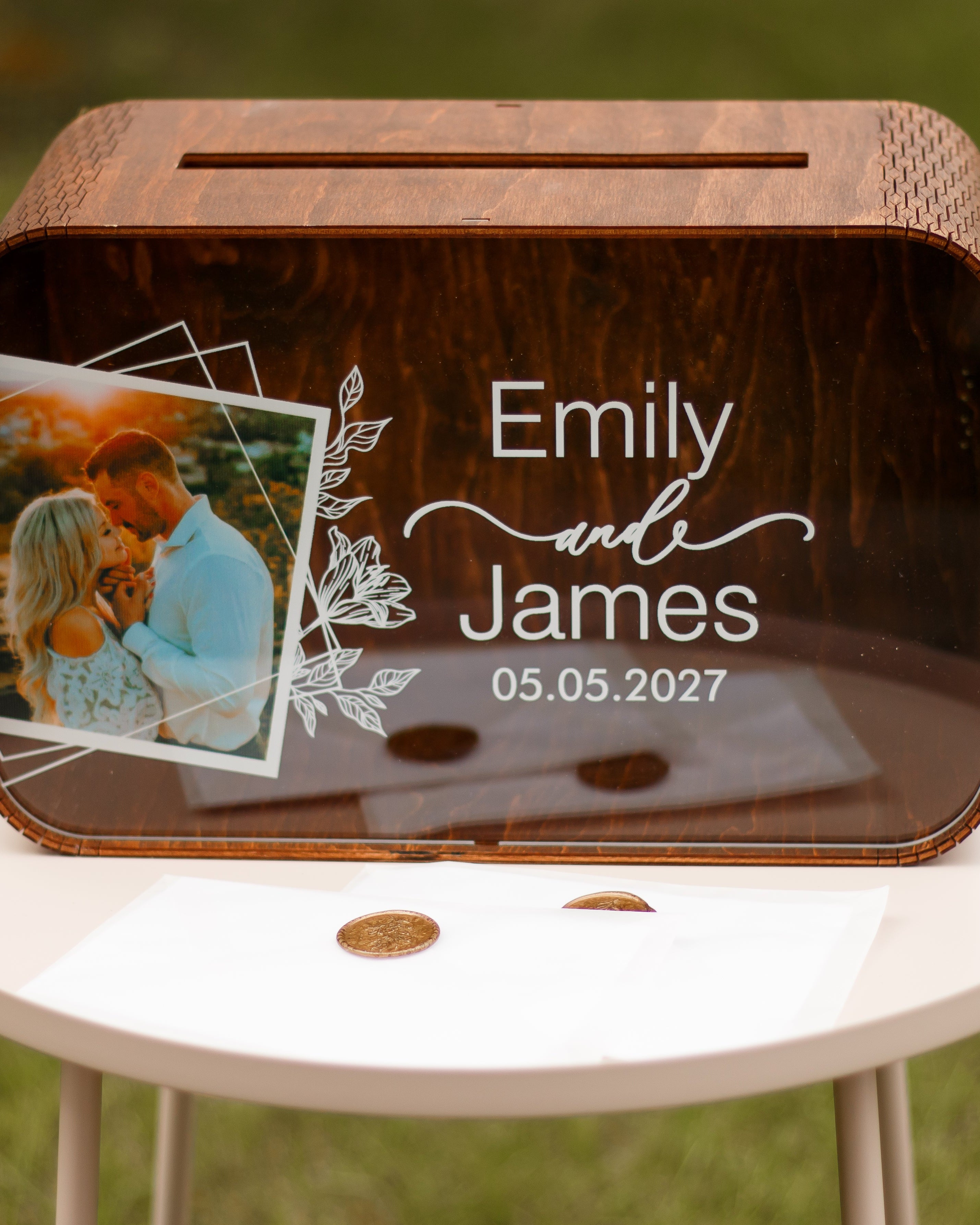 Personalized envelope collection box for wedding gifts