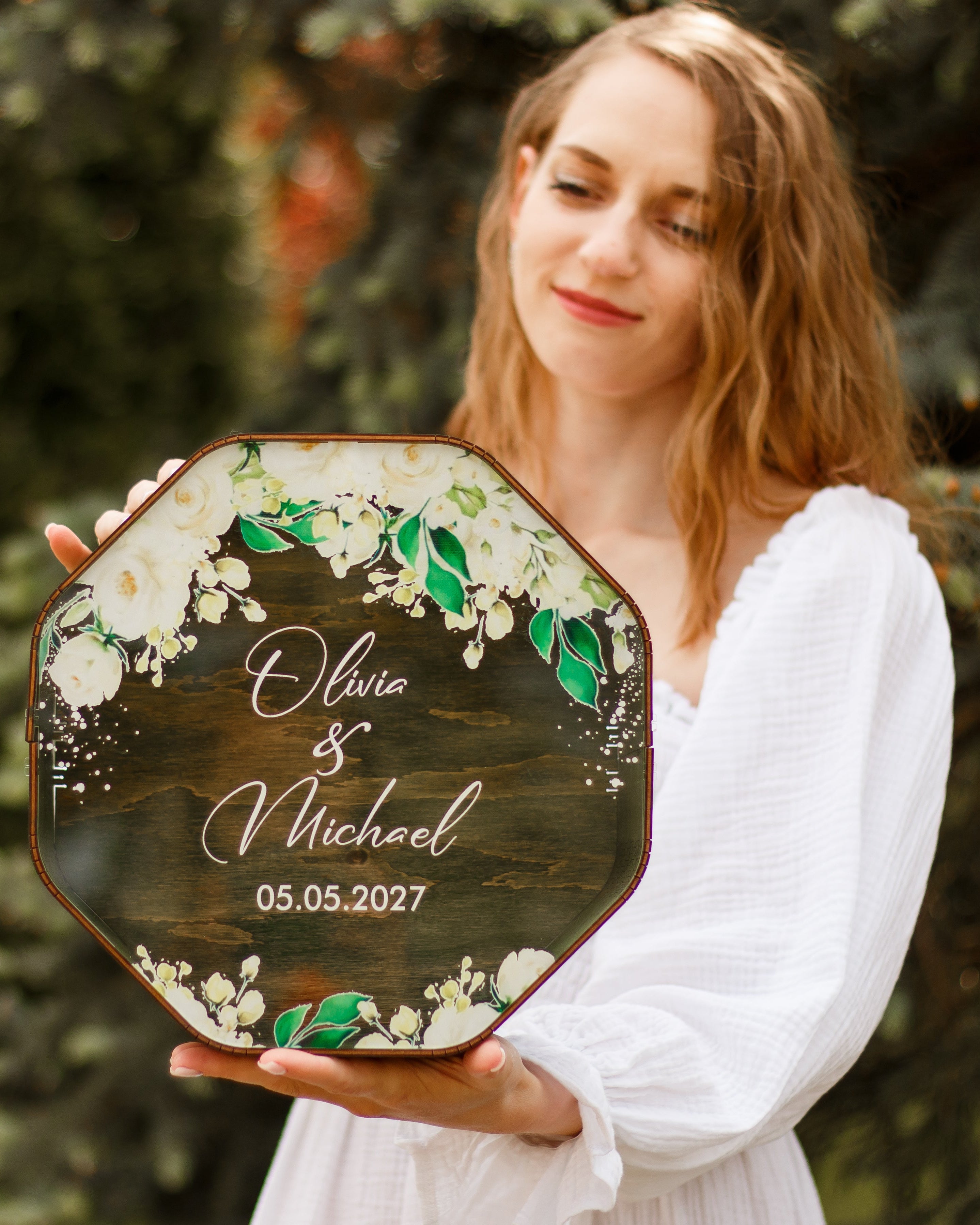 Personalized wedding money holder box rustic style