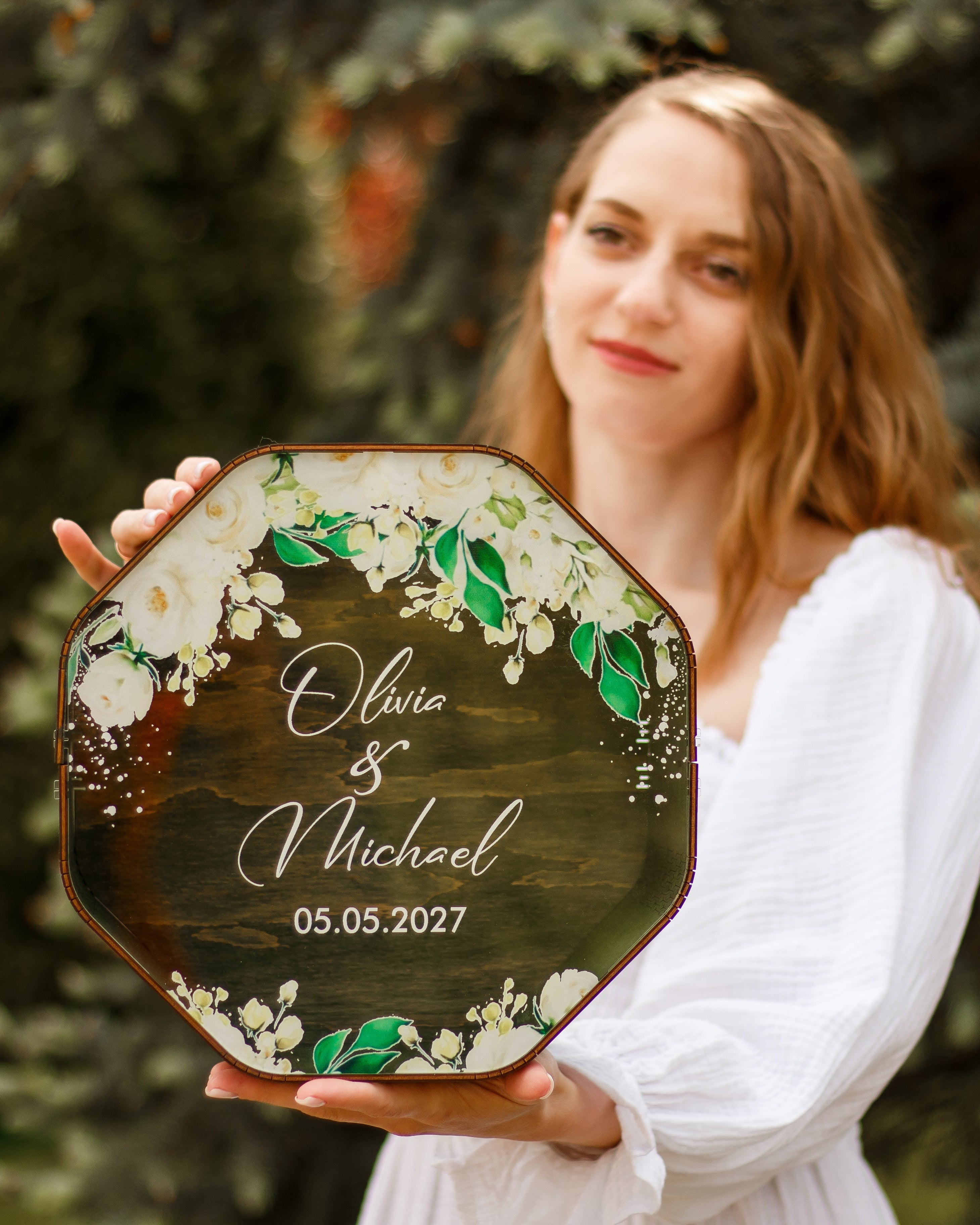 Floral rustic wedding envelope holder box