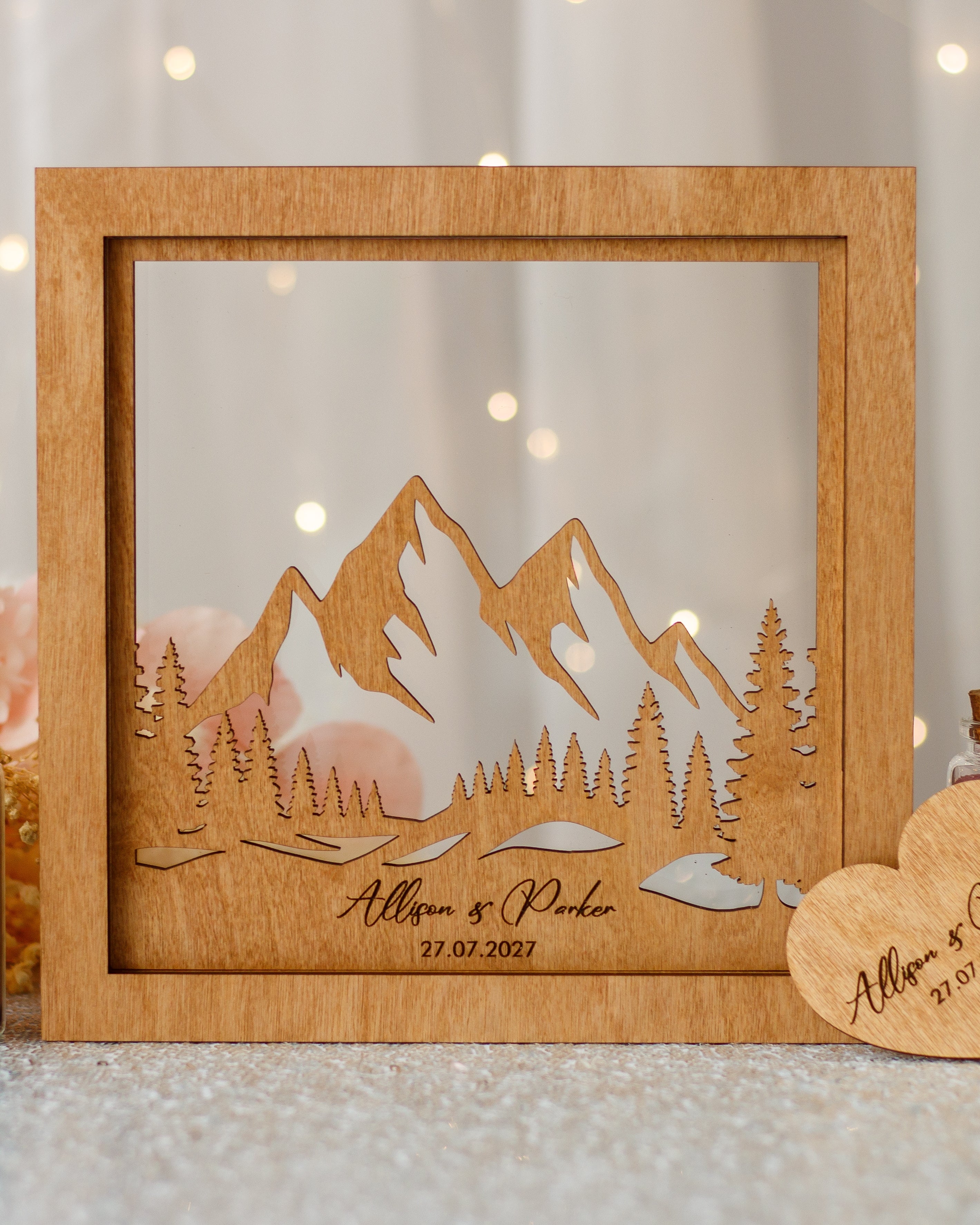 Unity sand ceremony box mountain design wedding decor