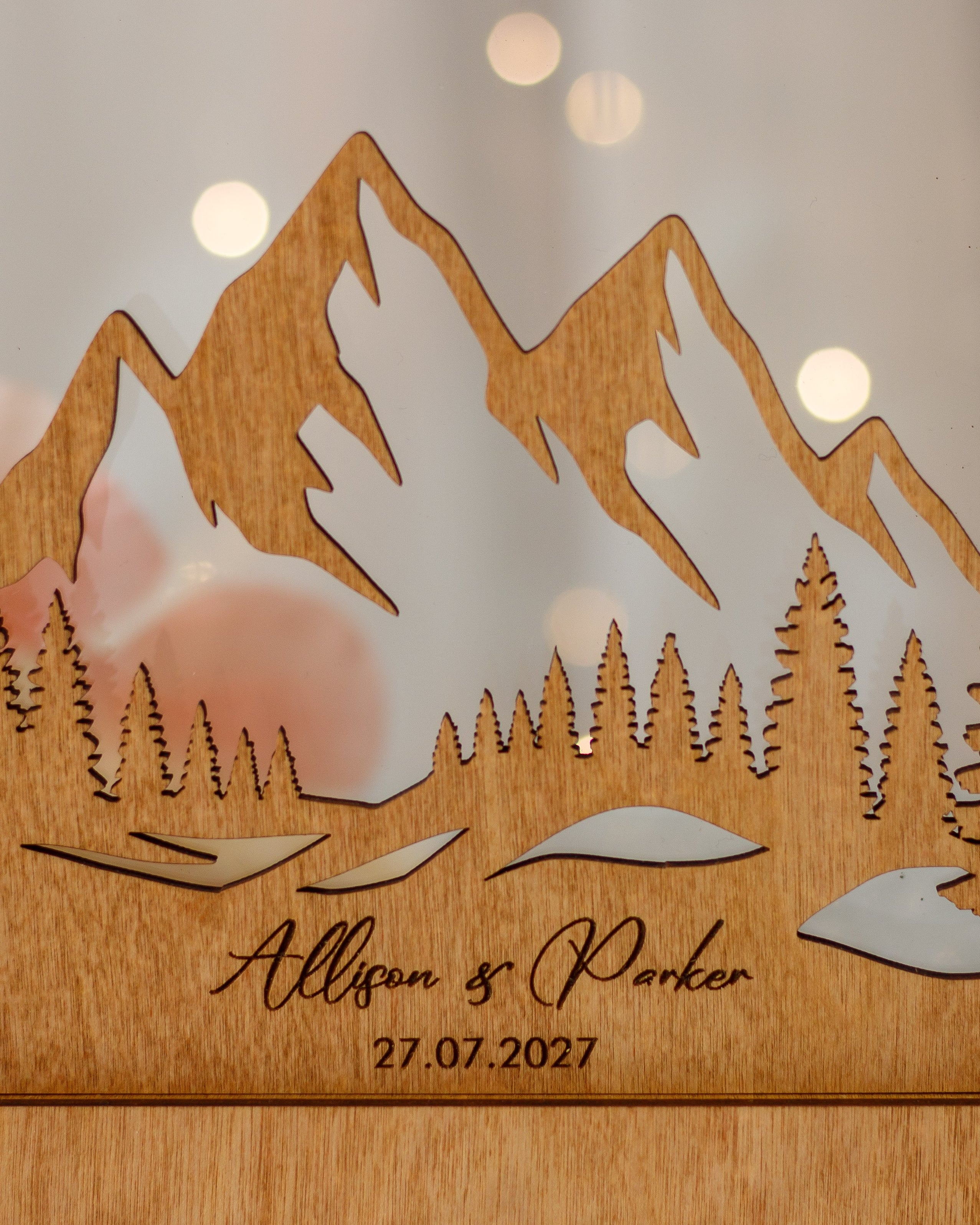 Custom mountain landscape unity sand frame for couples