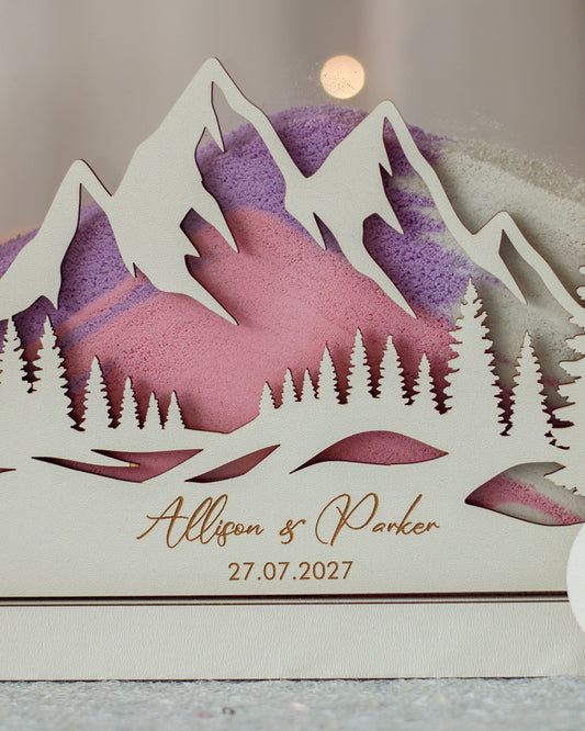 Wedding Sand Ceremony With Mountains