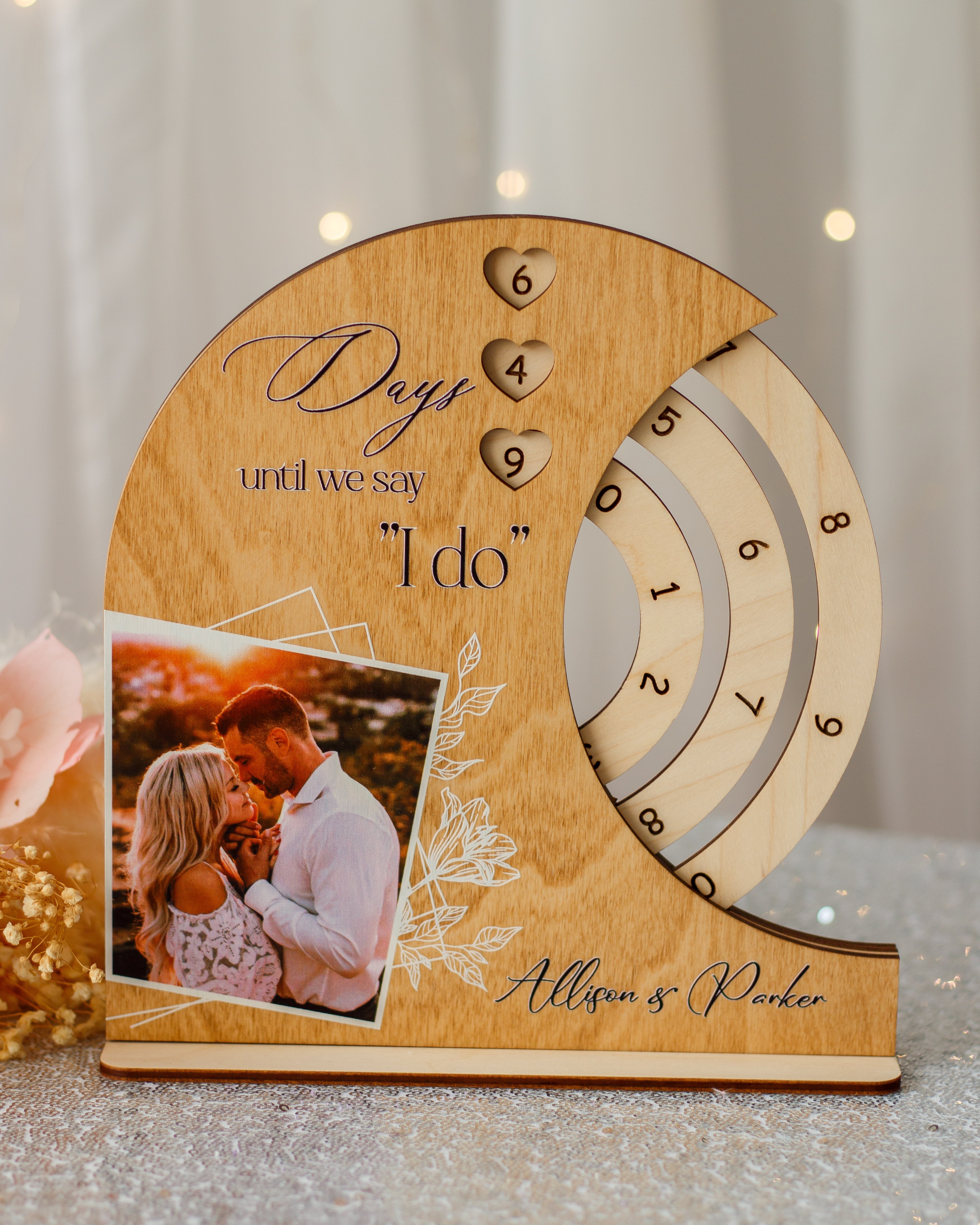 Countdown to wedding day gift for engaged couple