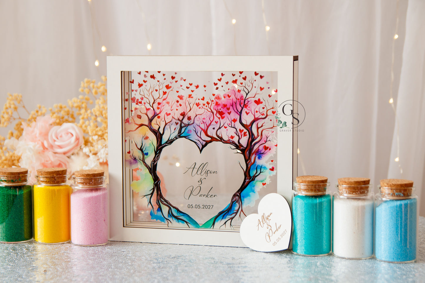 Wedding Sand Ceremony With Tree Print