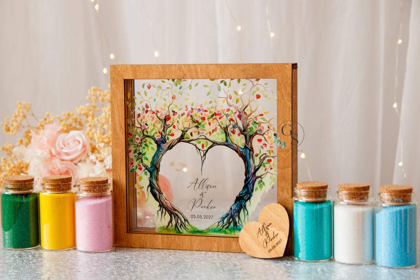 Wedding Sand Ceremony With Tree Print