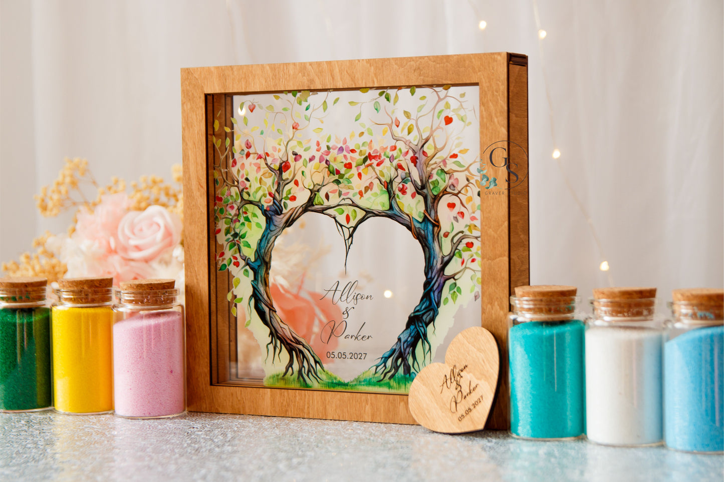 Wedding Sand Ceremony With Tree Print
