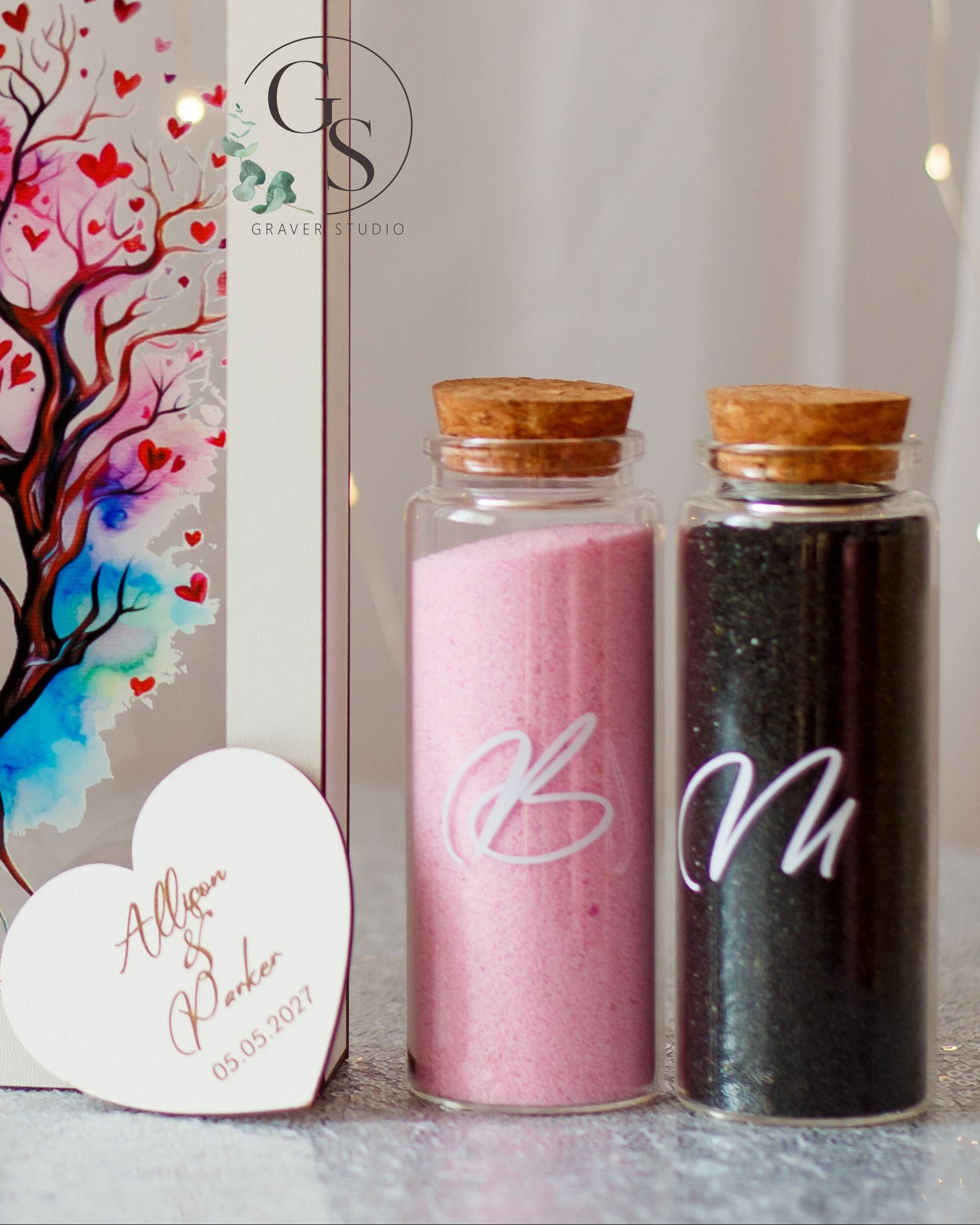 Custom engraved wedding sand ceremony shadow box keepsake