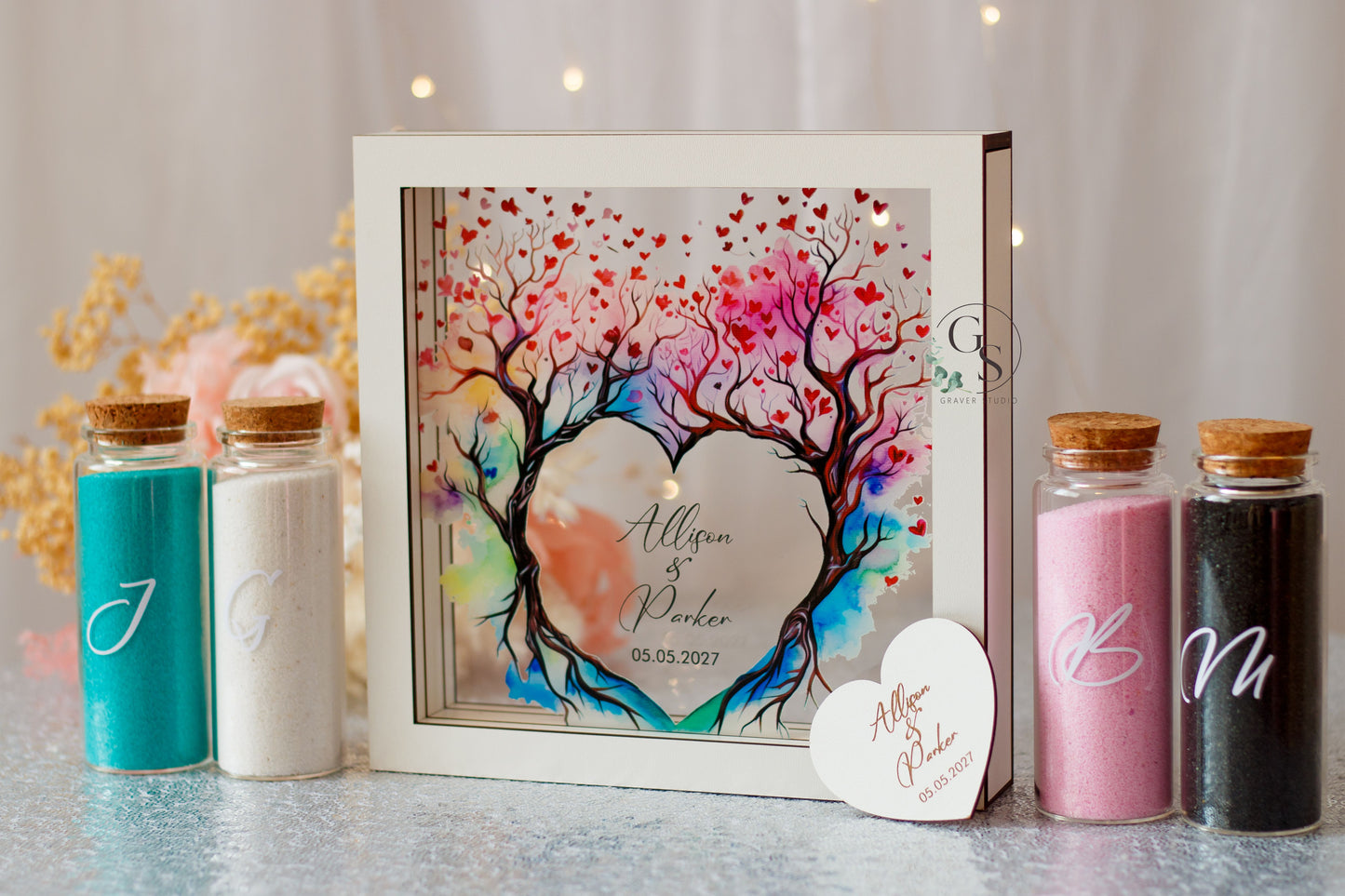 Wedding Sand Ceremony With Tree Print