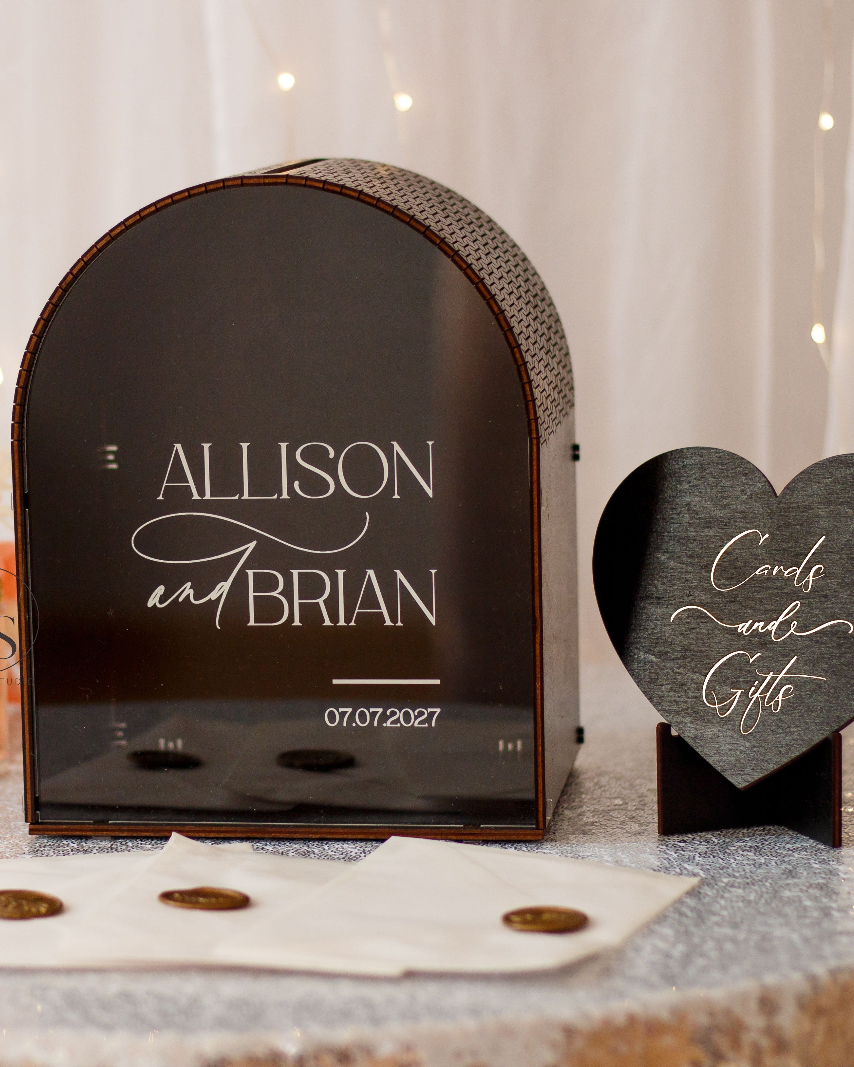 Custom acrylic and wood wedding card box