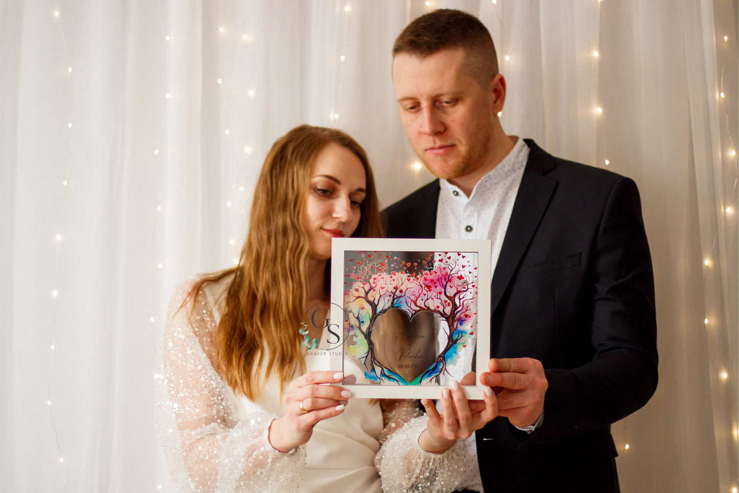 Wedding Sand Ceremony With Tree Print