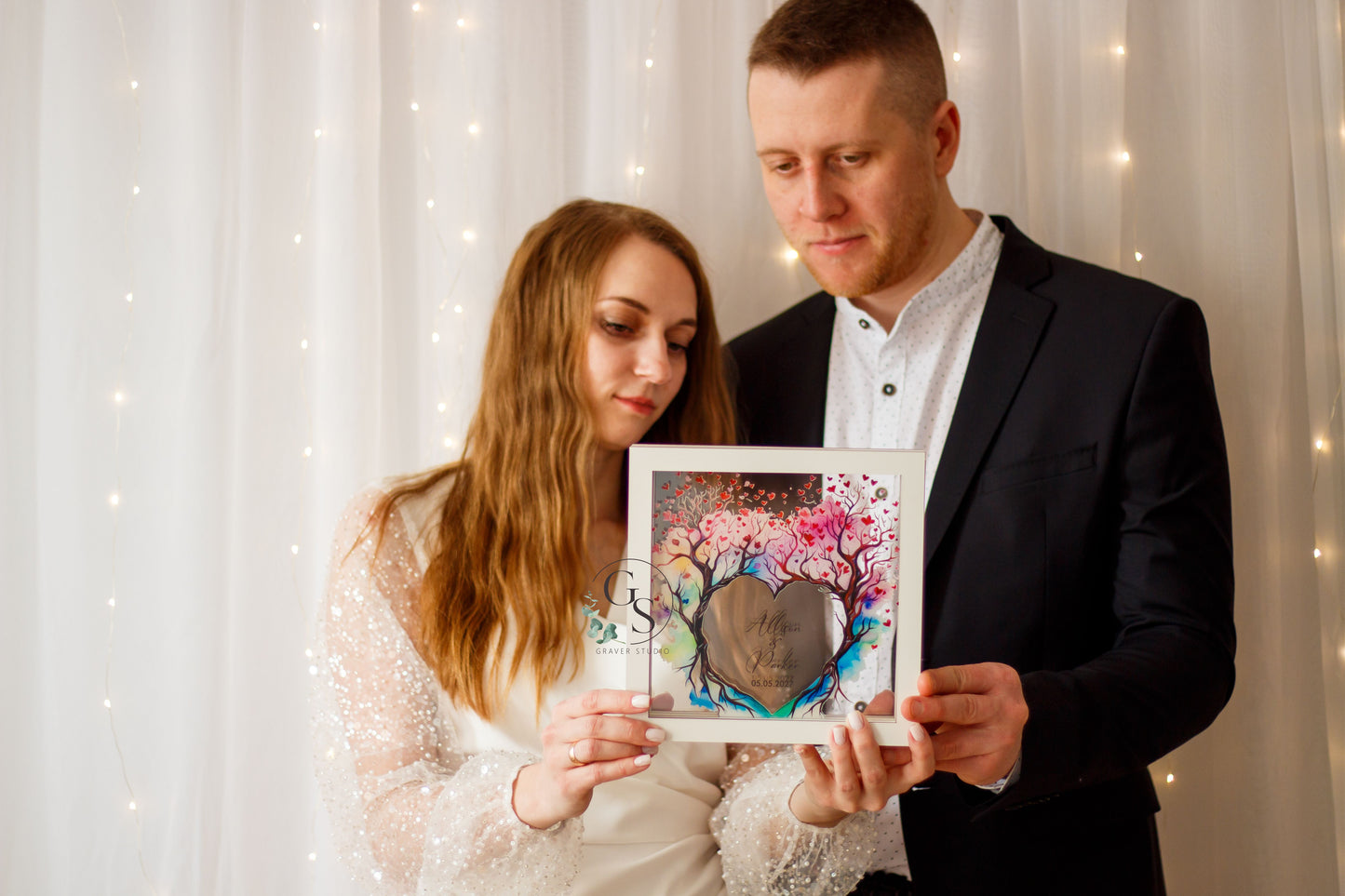 Wedding Sand Ceremony With Tree Print