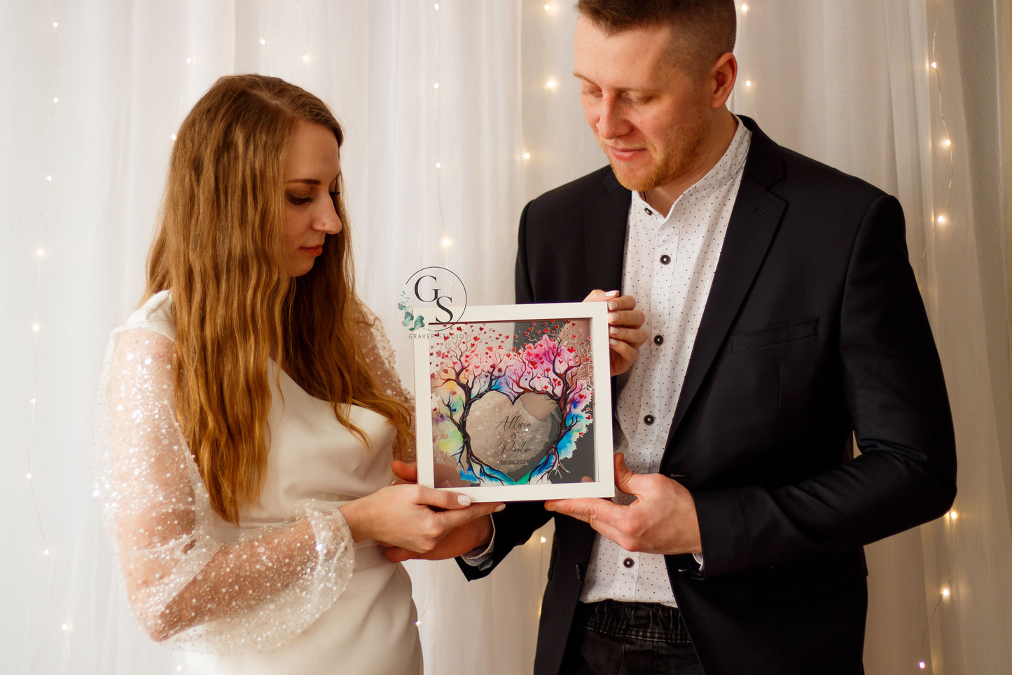 Wedding Sand Ceremony With Tree Print