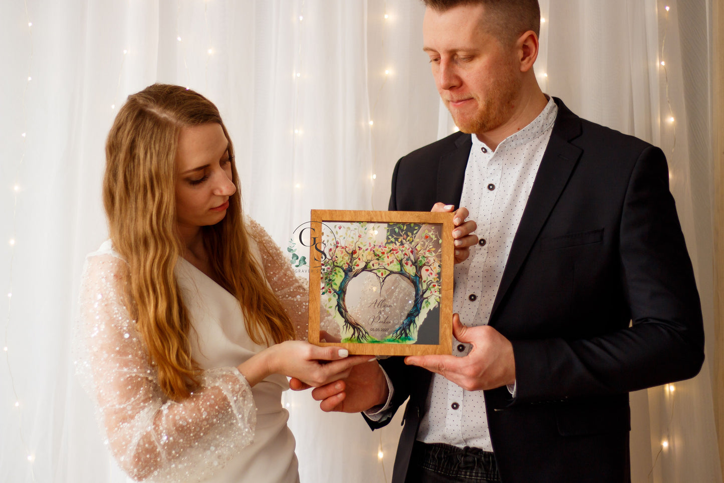 Wedding Sand Ceremony With Tree Print