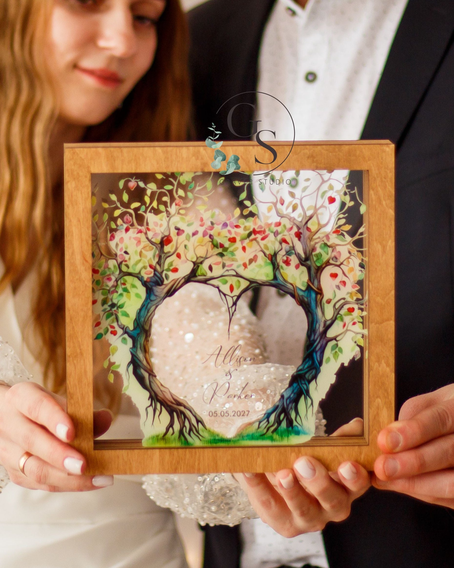 Rustic personalized sand ceremony frame for couples wedding unity ritual