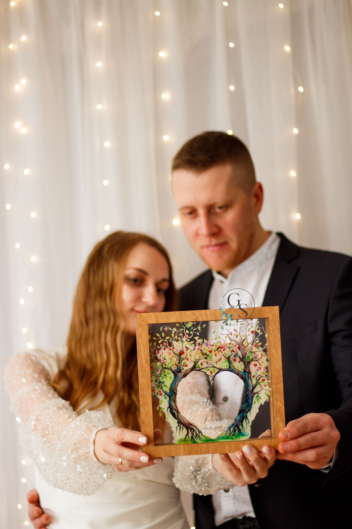 Wedding Sand Ceremony With Tree Print