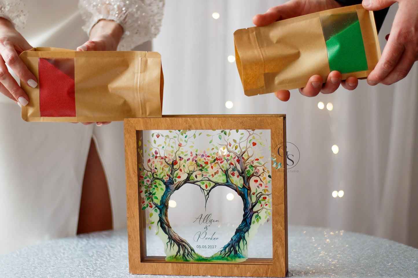 Wedding Sand Ceremony With Tree Print