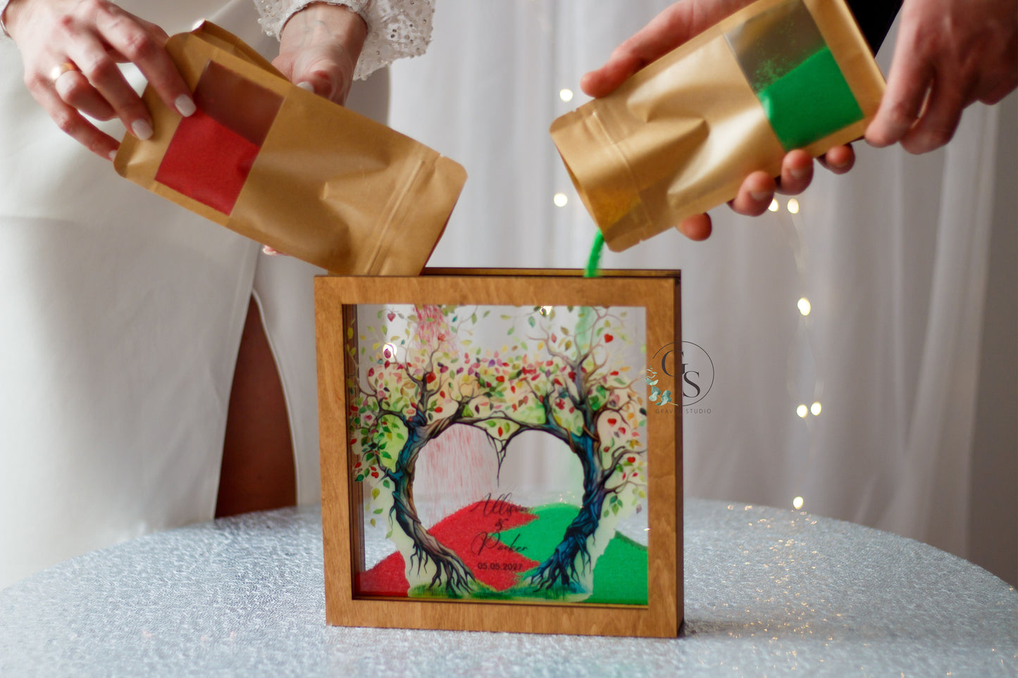 Wedding Sand Ceremony With Tree Print