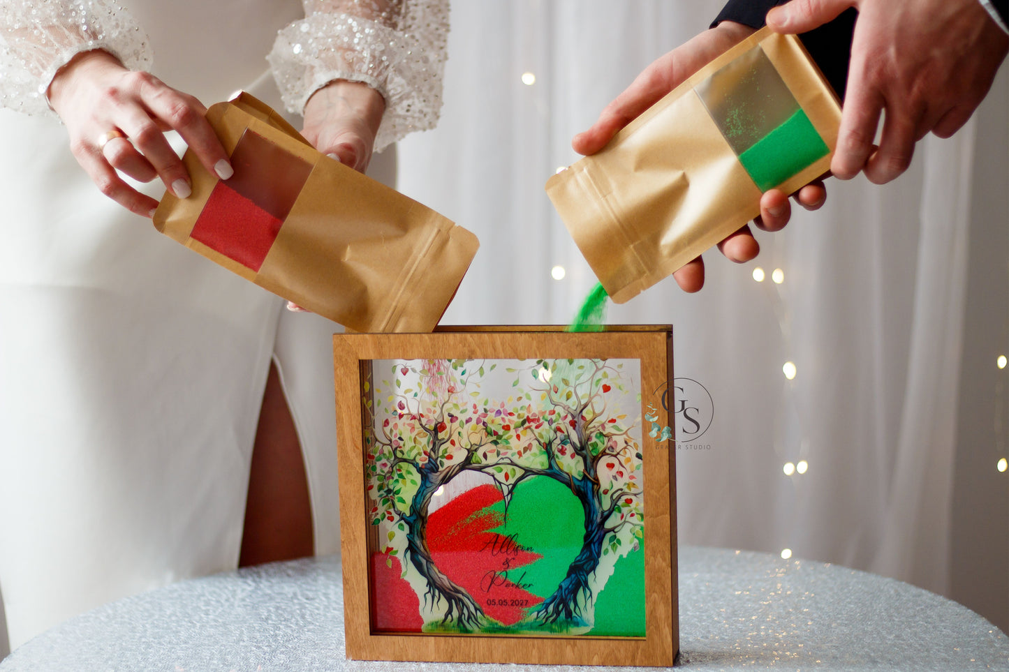 Wedding Sand Ceremony With Tree Print
