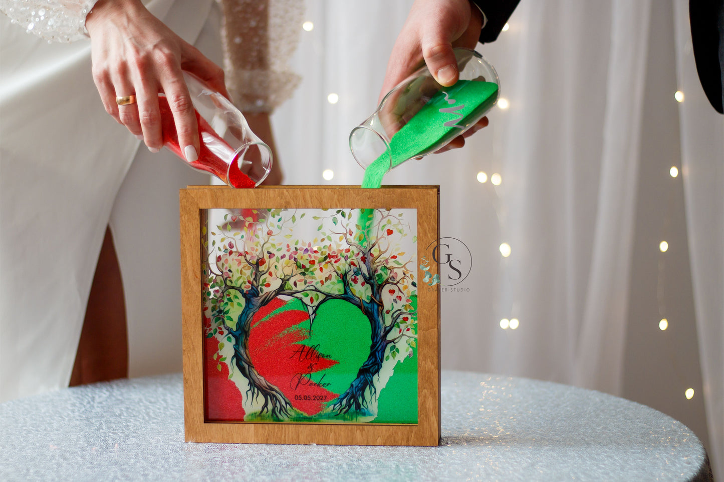 Wedding Sand Ceremony With Tree Print