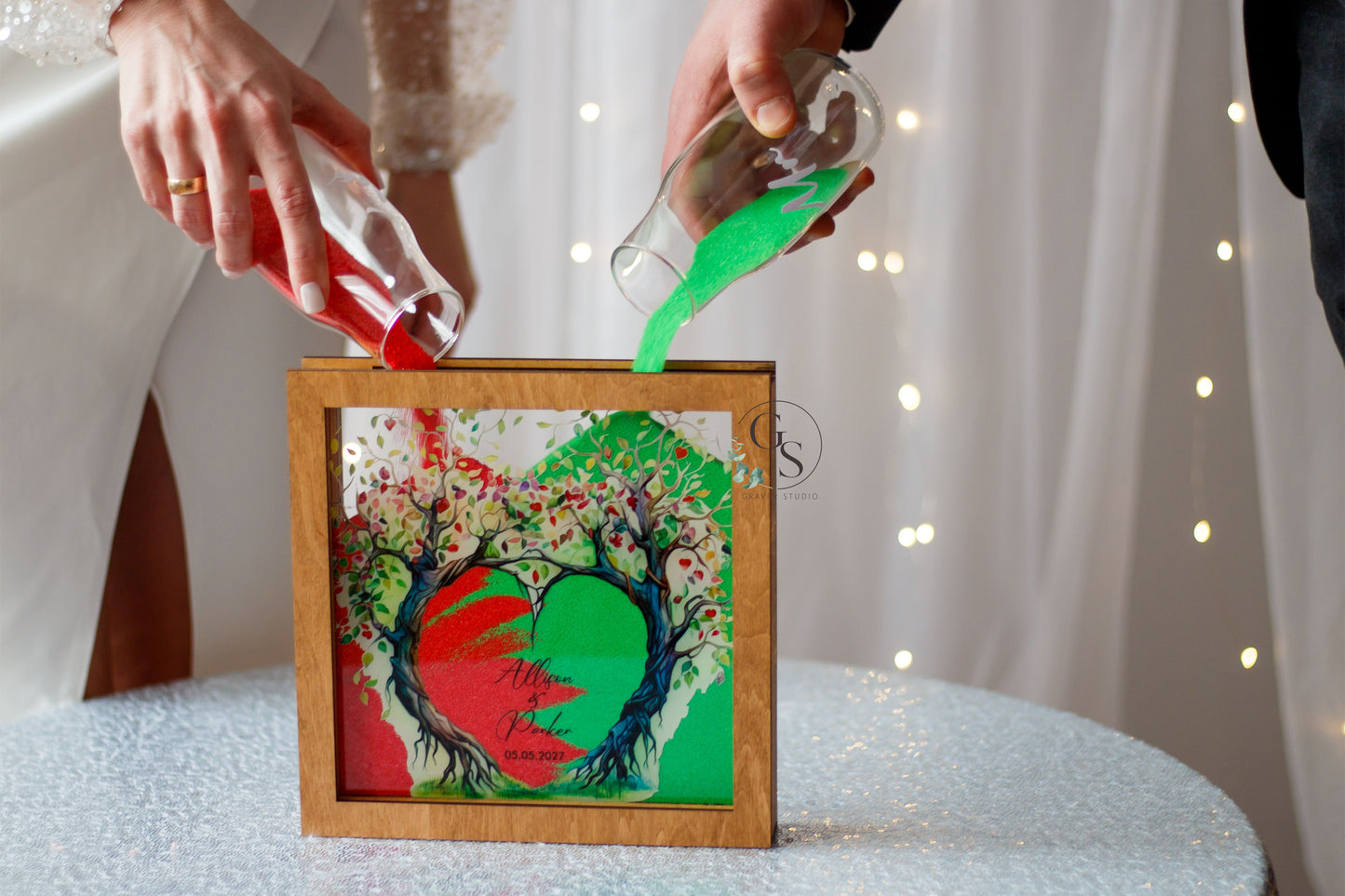 Wedding Sand Ceremony With Tree Print
