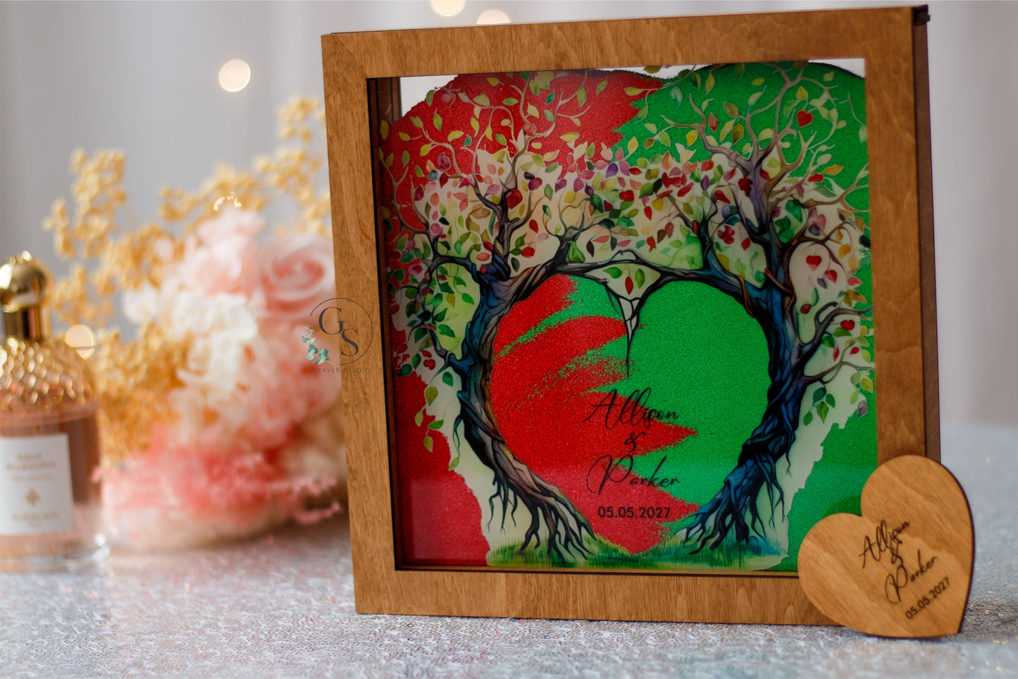 Wedding Sand Ceremony With Tree Print