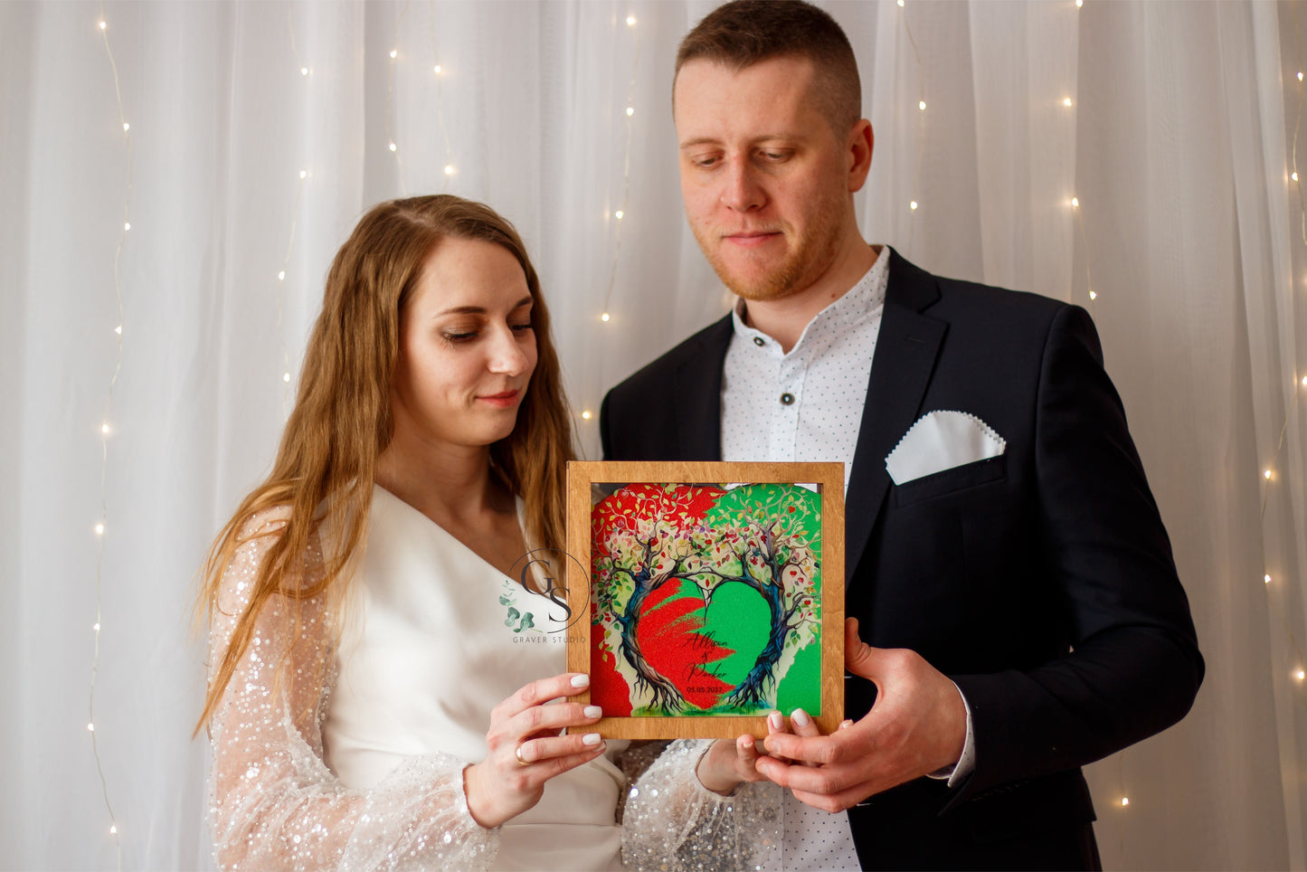 Wedding Sand Ceremony With Tree Print